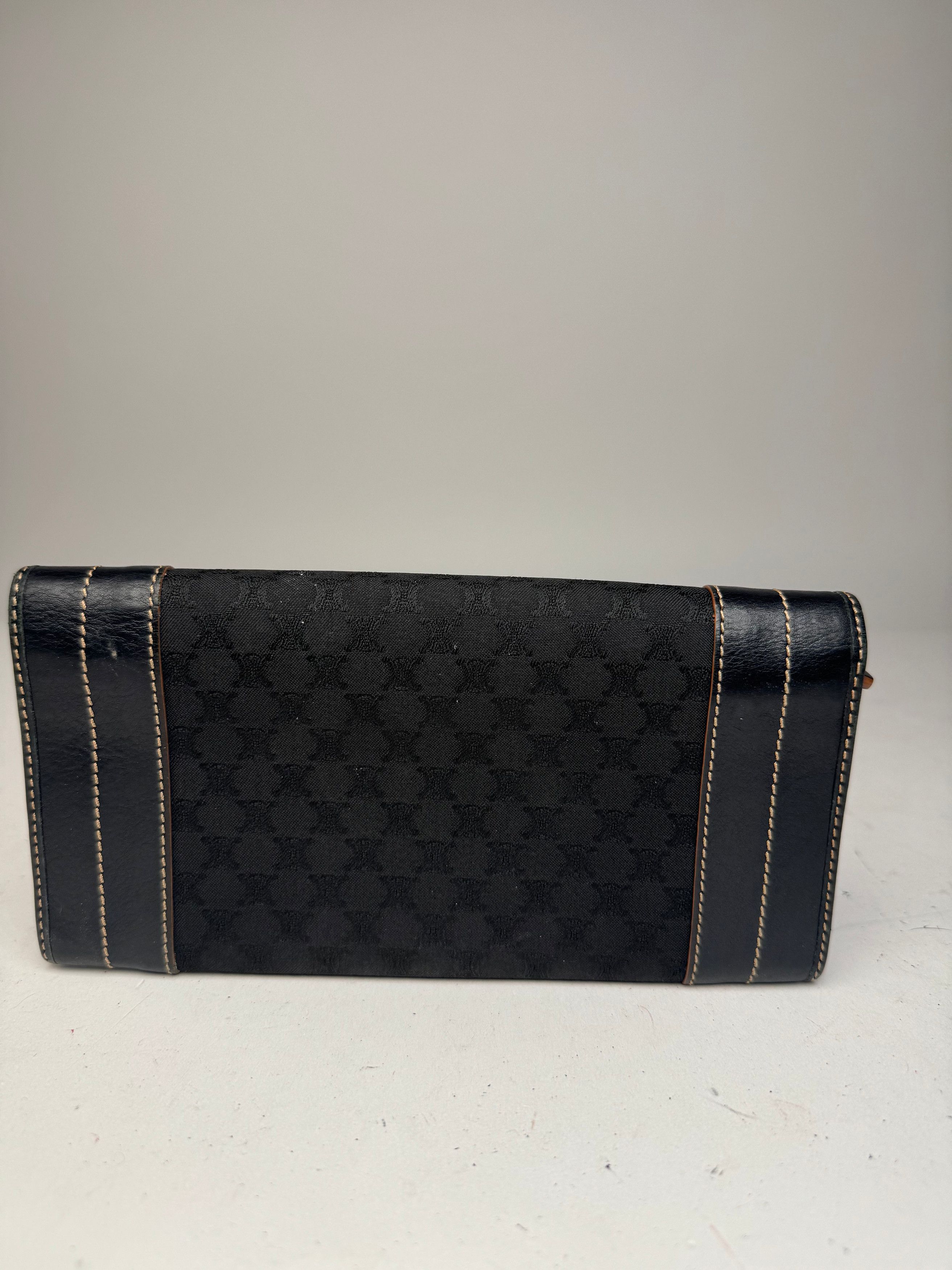 Celine Vintage Paris Monogram Leather Wallet Black Size ONE SIZE - 2 Thumbnail