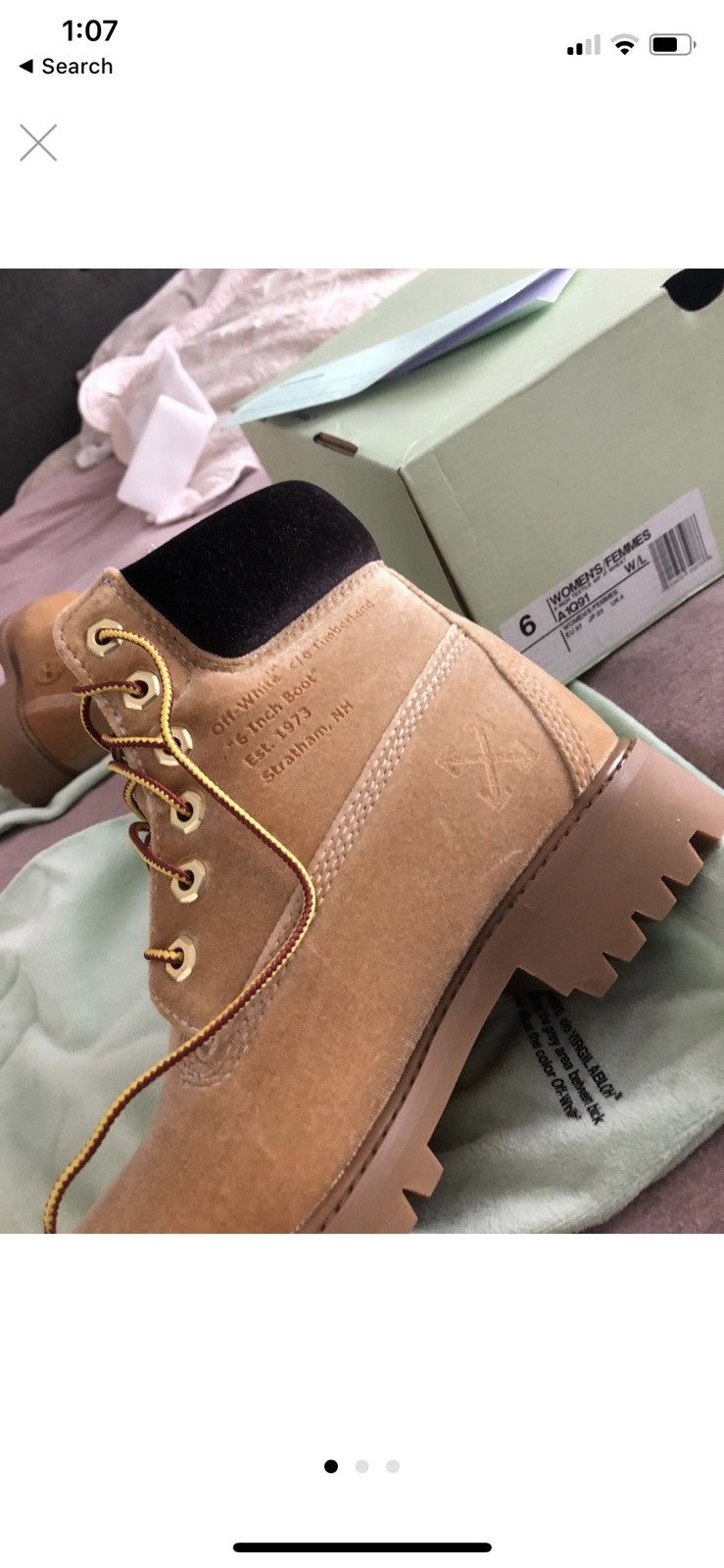 Off White Timberland OFF WHITE TIMBERLAND WHEAT VELVET BOOT Grailed