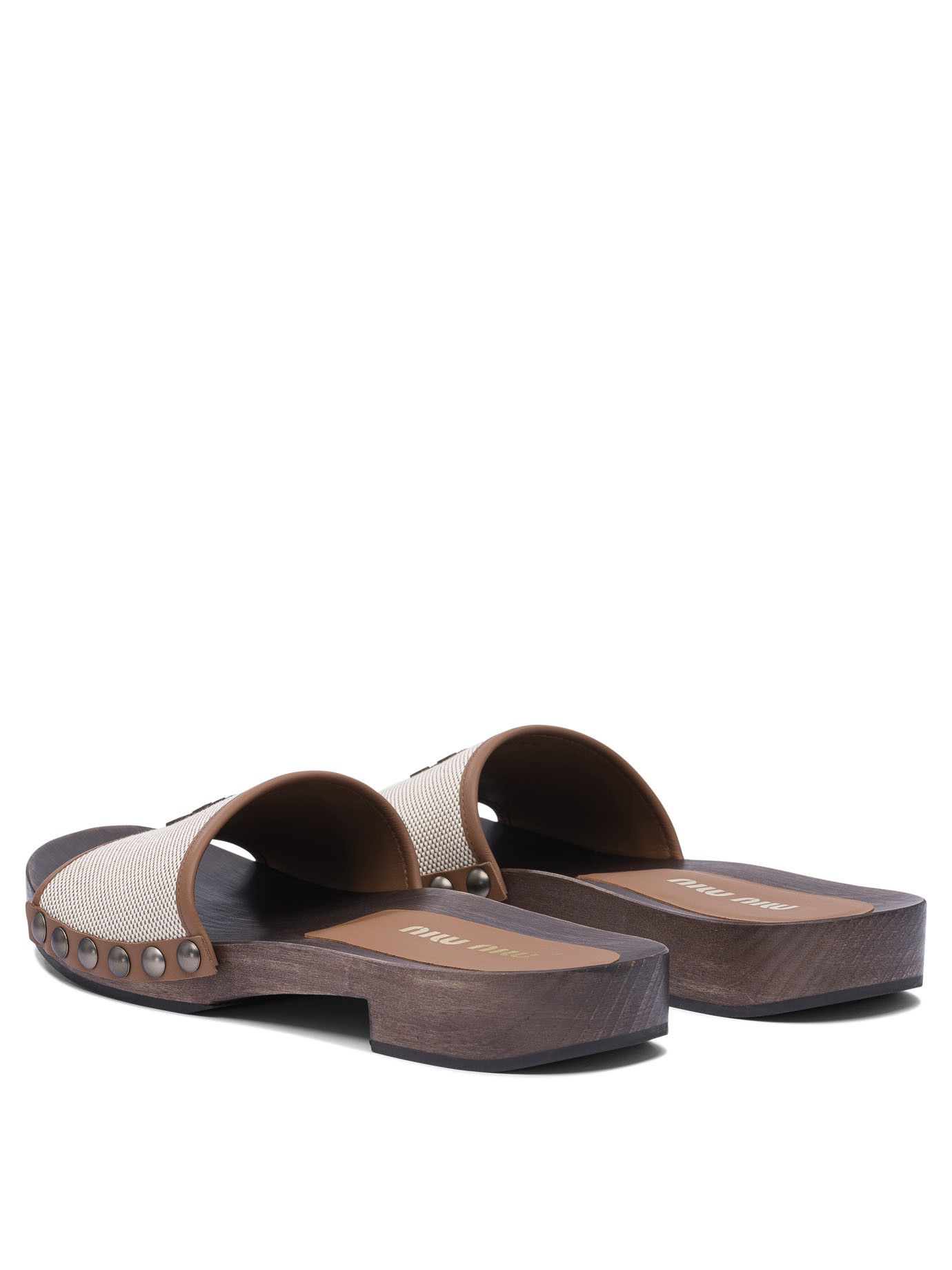 Miu Miu Miu Miu Canvas And Leather Clogs 30 Mm IT 39 Women - USA Duties Paid Size US 9 / IT 39 - 4 Thumbnail