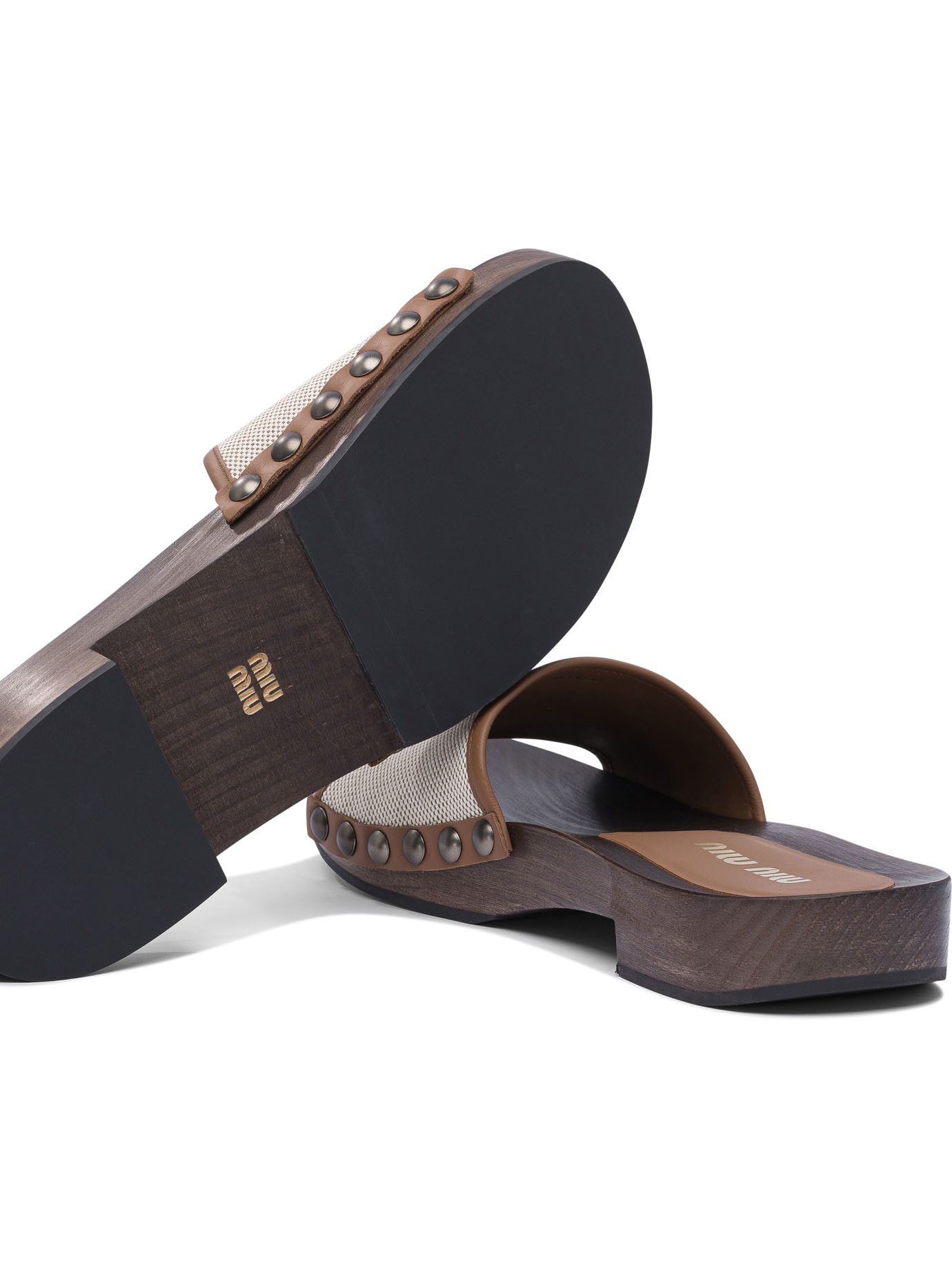 Miu Miu Miu Miu Canvas And Leather Clogs 30 Mm IT 39 Women - USA Duties Paid Size US 9 / IT 39 - 5 Thumbnail