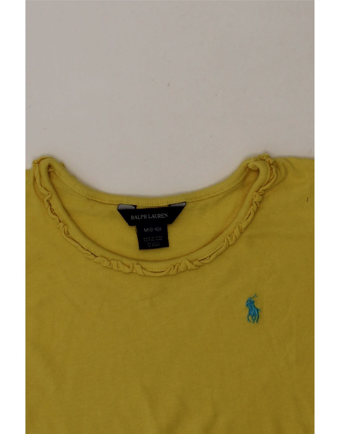 Polo Ralph Lauren Girls T-Shirt Top 8-9 Years Medium Yellow Cotton Size S / US 4 / IT 40 - 3 Thumbnail