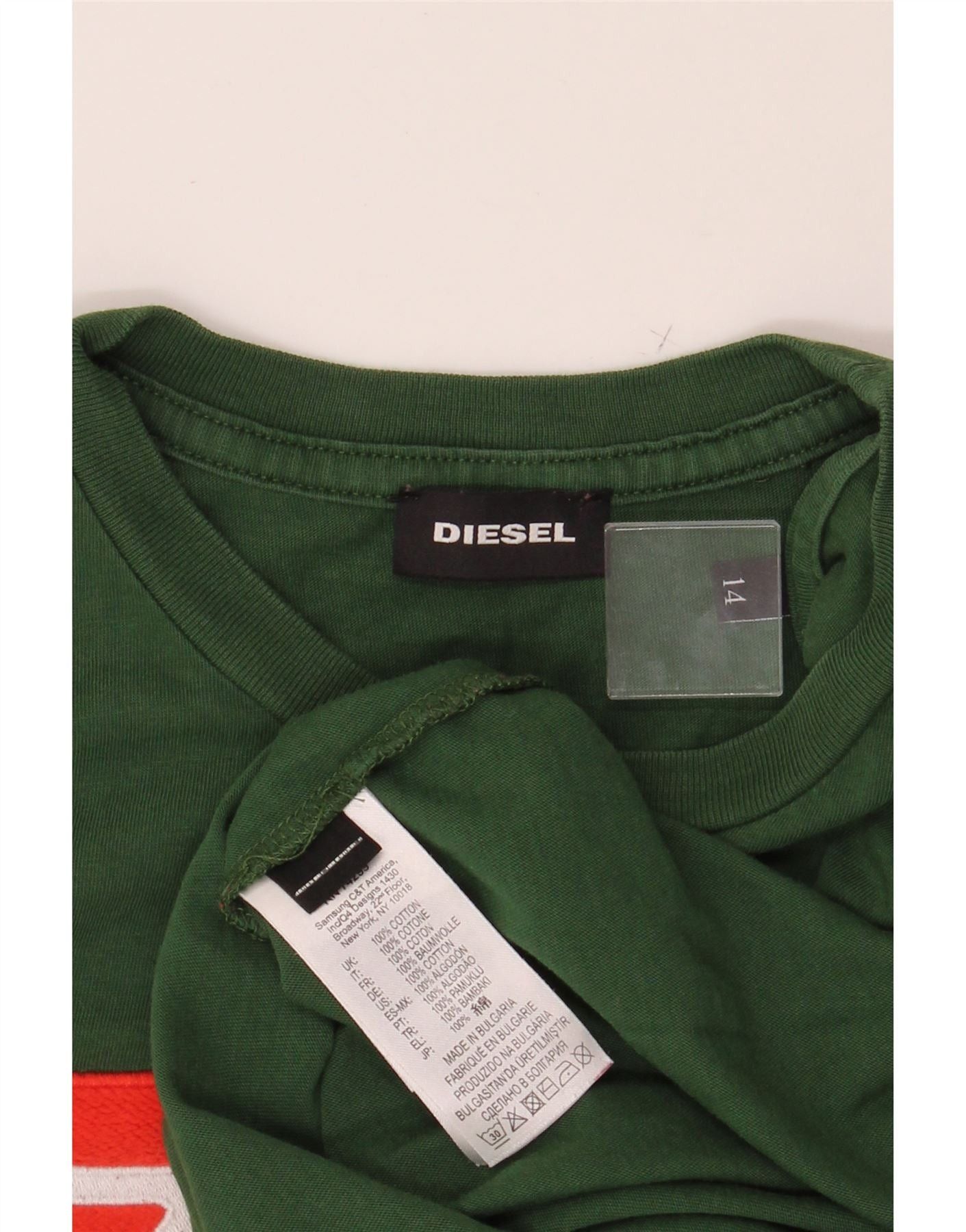 Diesel Boys Graphic T-Shirt Top 13-14 Years Green Cotton Size L / US 10 / IT 46 - 3 Thumbnail