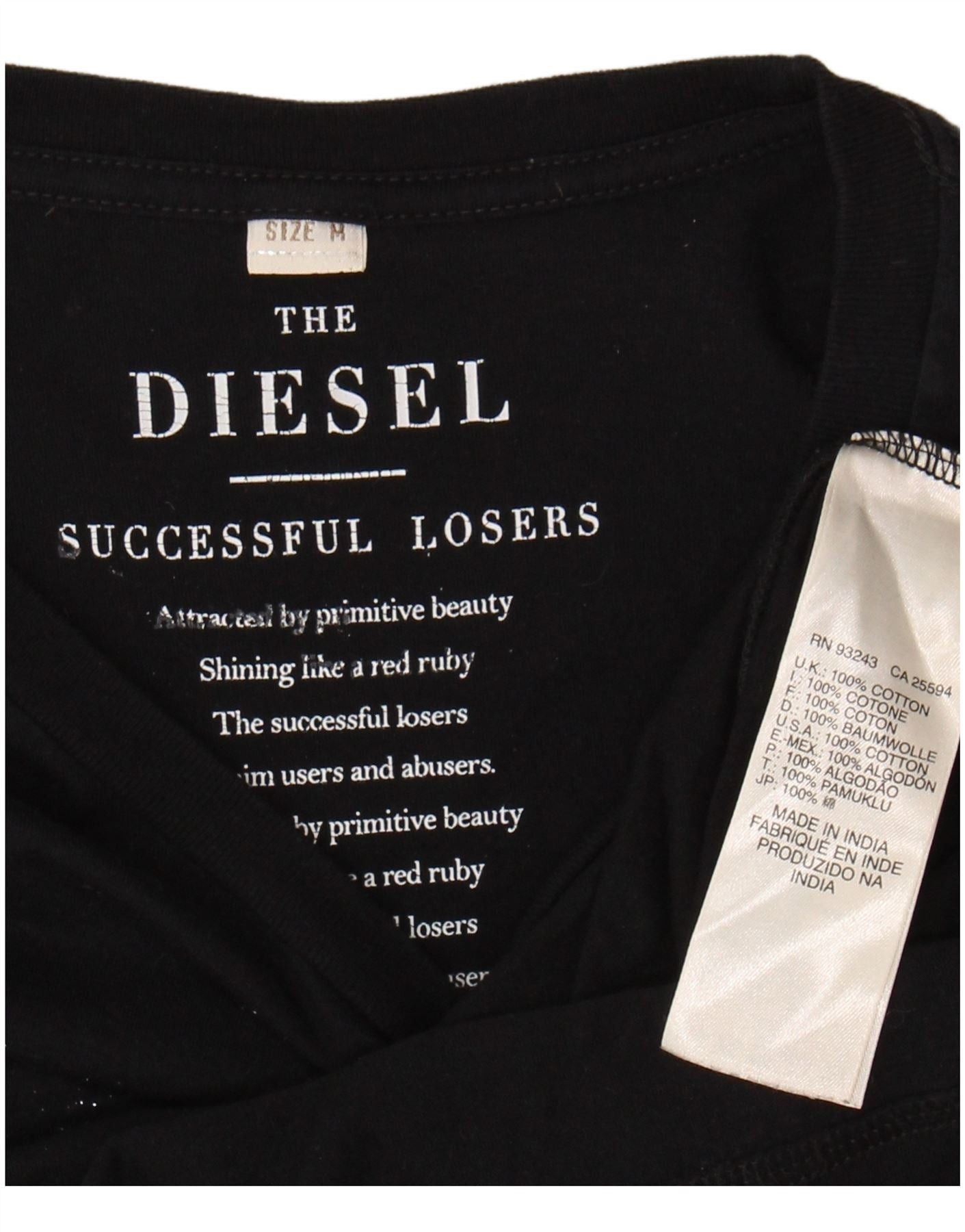 Diesel Mens T-Shirt Top Medium Navy Blue Cotton Size US M / EU 48-50 / 2 - 6 Thumbnail
