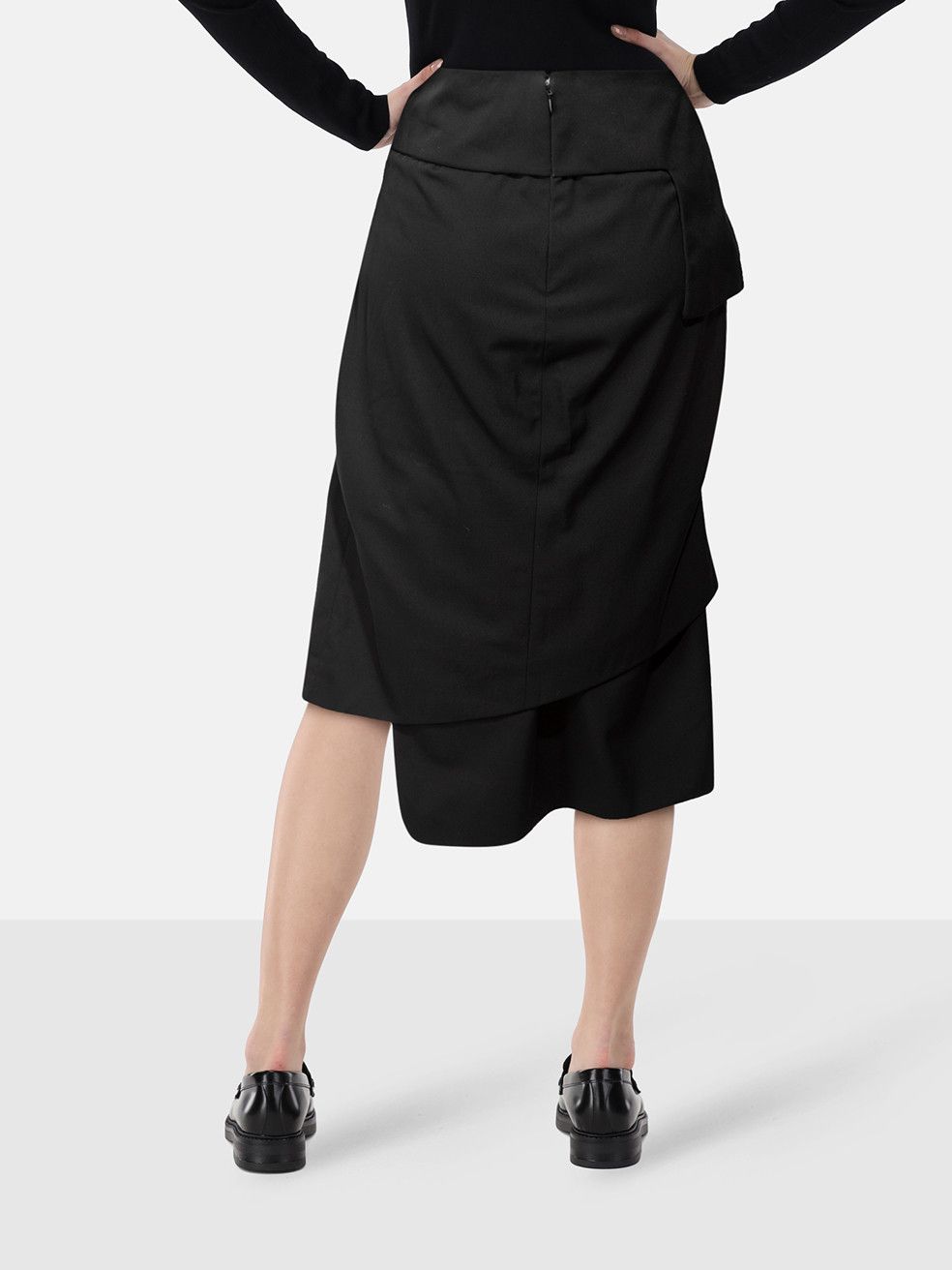 Tom Ford Black Asymmetrical Midi Skirt Size 32" / US 10 / IT 46 - 2 Thumbnail