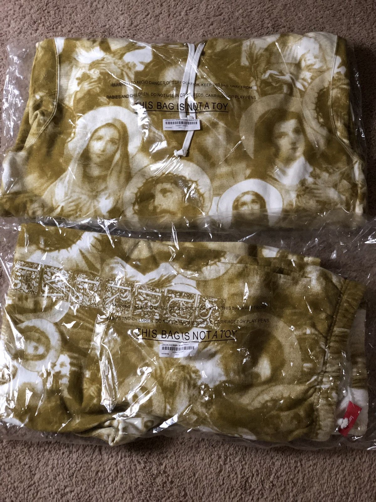 Supreme Supreme Jesus And Mary Hooded Sweatshirt GOLD L | Grailed