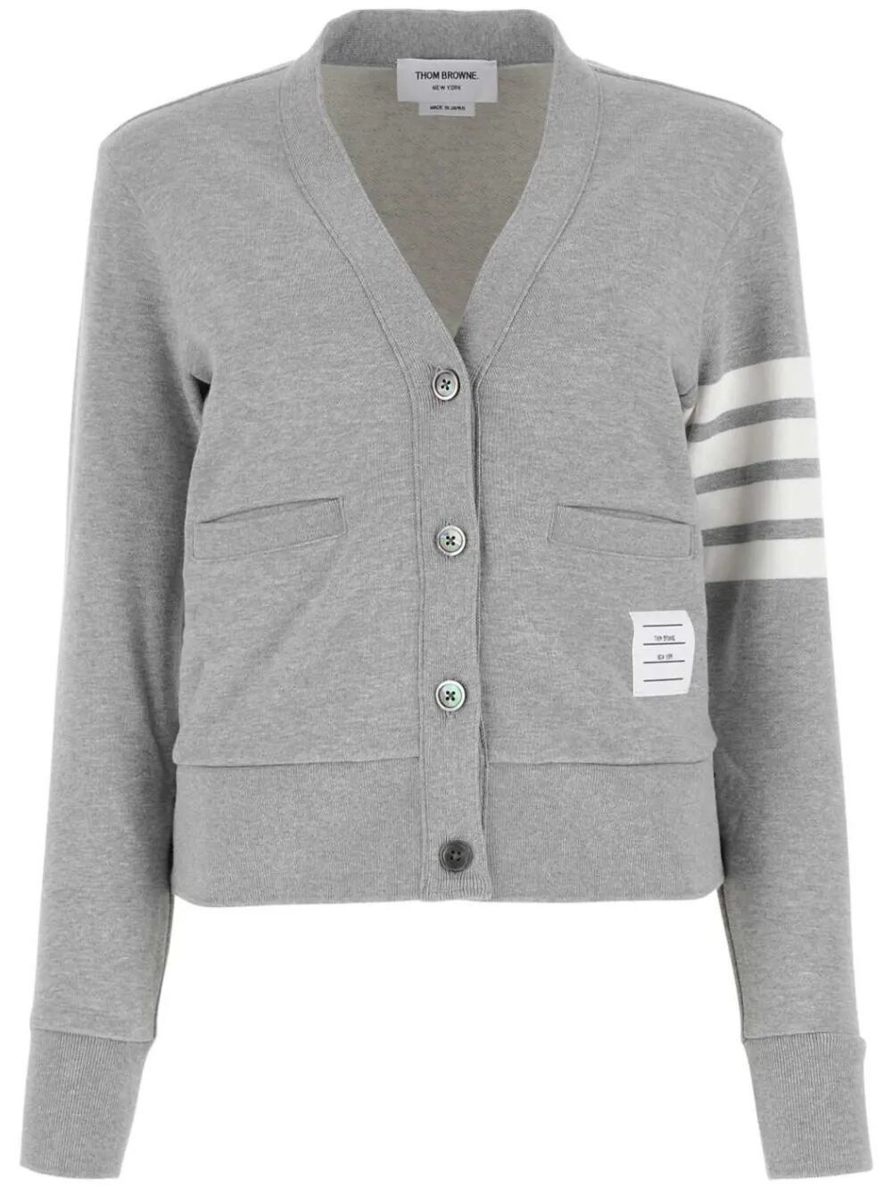 Thom Browne V-NECK CARDIGAN WITH ENGINEERED 4 IN CLASSIC LOOPBACK Size M / US 6-8 / IT 42-44 - 4 Thumbnail