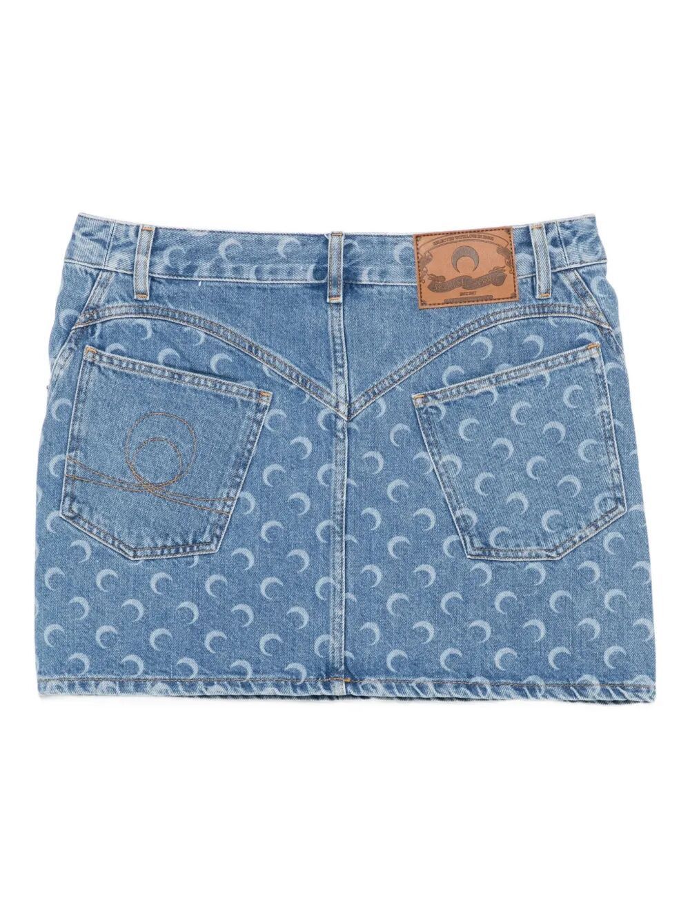 Marine Serre "MOON" LASER BLUE WASH DENIM MINI SKIRT Size 30" / US 8 / IT 44 - 2 Thumbnail