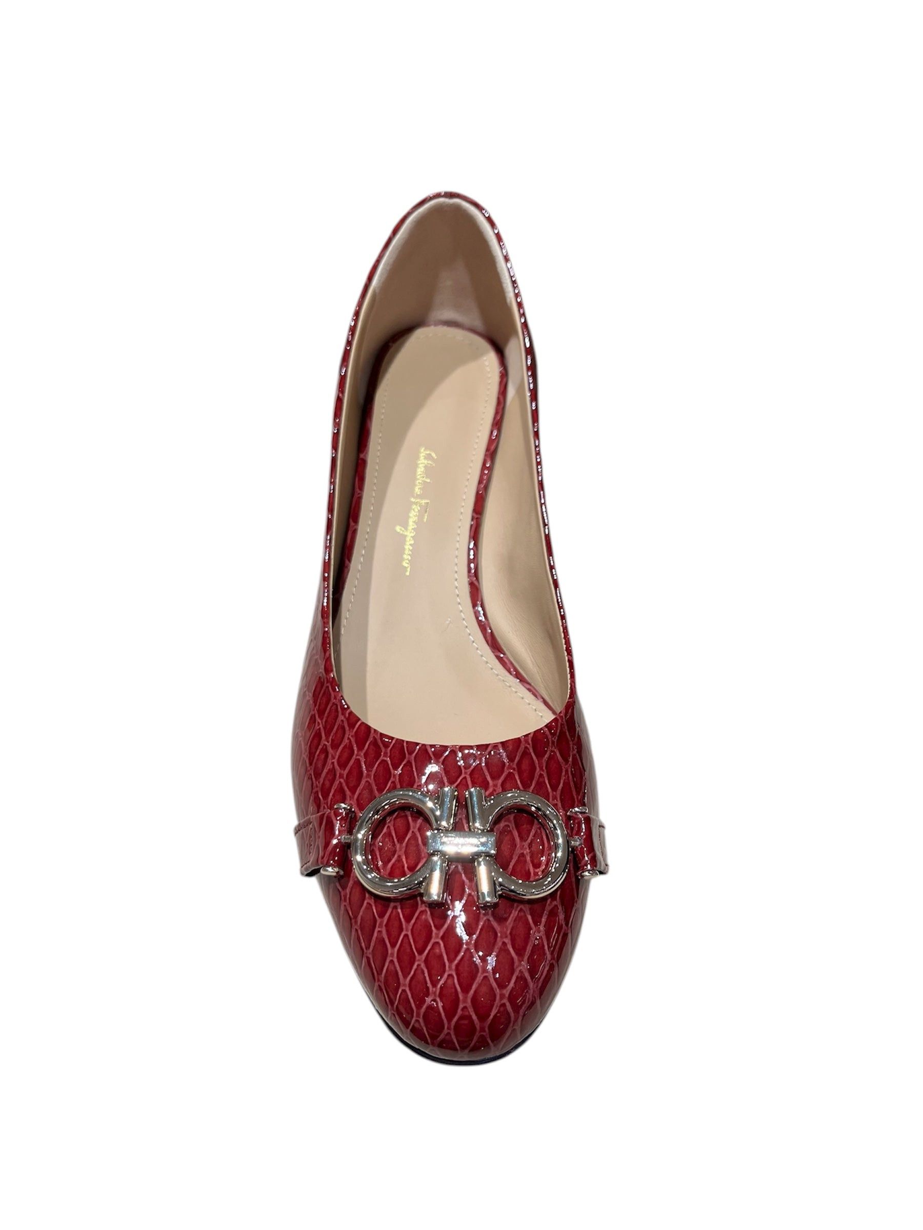 Salvatore Ferragamo Ferragamo Logo Patent Skin Garda Pumps SIZE 6.5 Size ONE SIZE - 3 Thumbnail