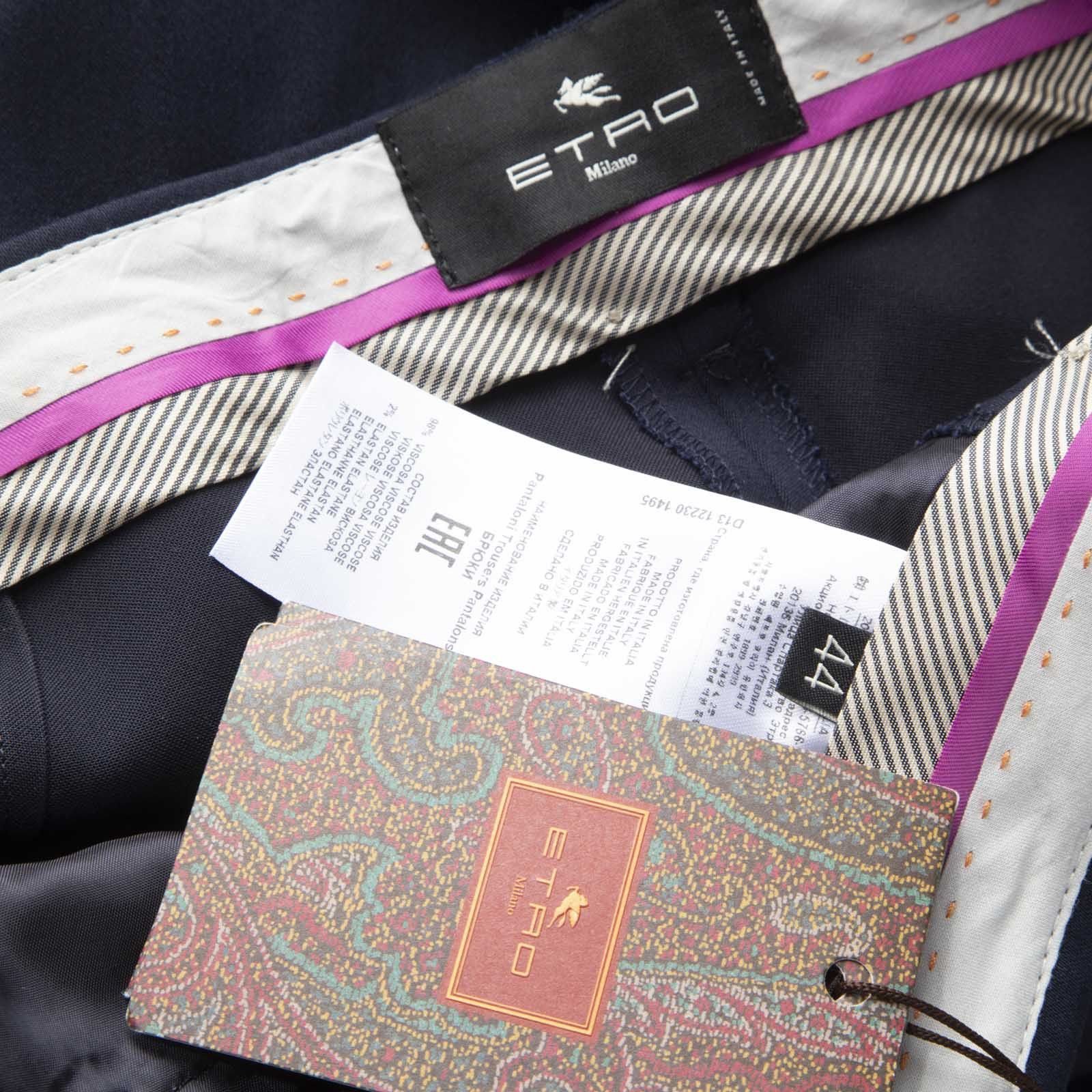 Etro Navy Slim Fit Mid Rise Trousers Size 30" / US 8 / IT 44 - 4 Thumbnail