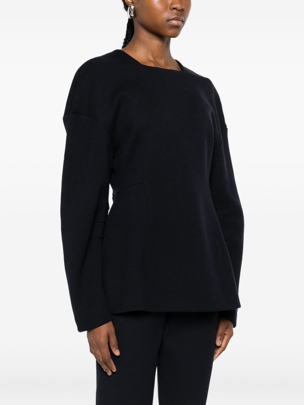 Max Mara CREW NECK SWEATER IN WOOL AND COTTON Size XS / US 0-2 / IT 36-38 - 2 Thumbnail