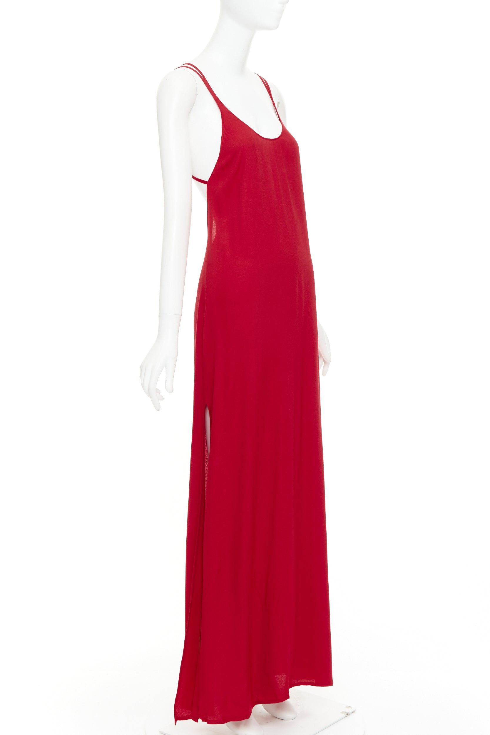 Reformation REFORMATION Miguel cherry red viscose blend criss cross open back gown XS Size S / US 4 / IT 40 - 3 Thumbnail