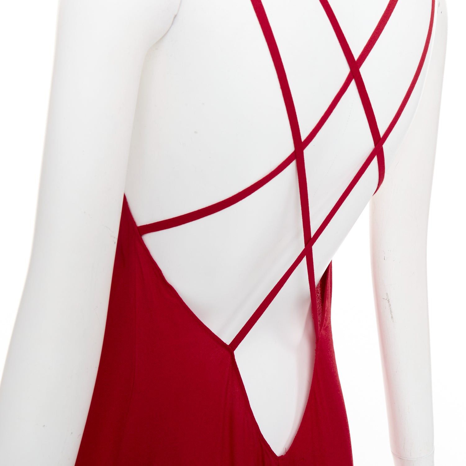 Reformation REFORMATION Miguel cherry red viscose blend criss cross open back gown XS Size S / US 4 / IT 40 - 6 Thumbnail