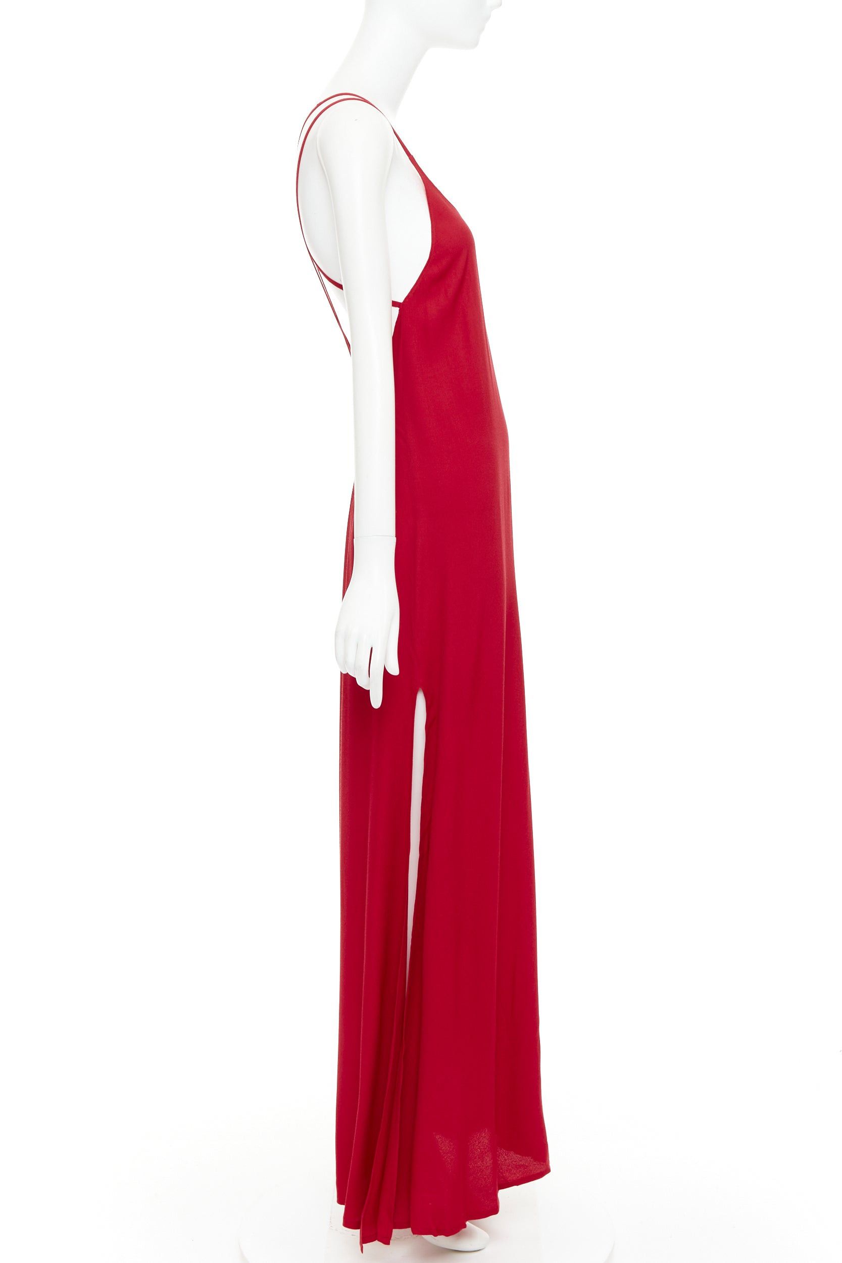 Reformation REFORMATION Miguel cherry red viscose blend criss cross open back gown XS Size S / US 4 / IT 40 - 4 Thumbnail