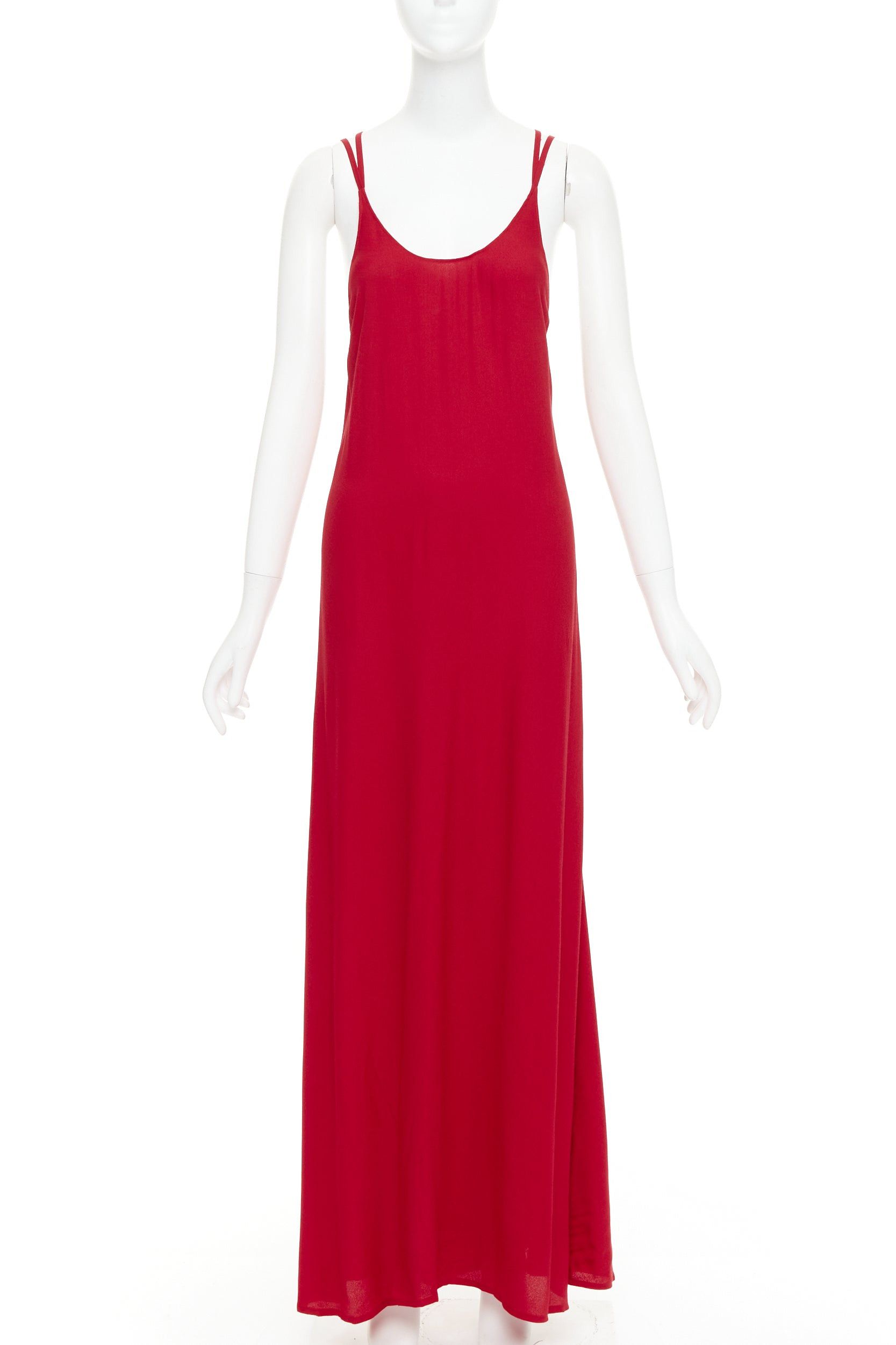 Reformation REFORMATION Miguel cherry red viscose blend criss cross open back gown XS Size S / US 4 / IT 40 - 2 Thumbnail