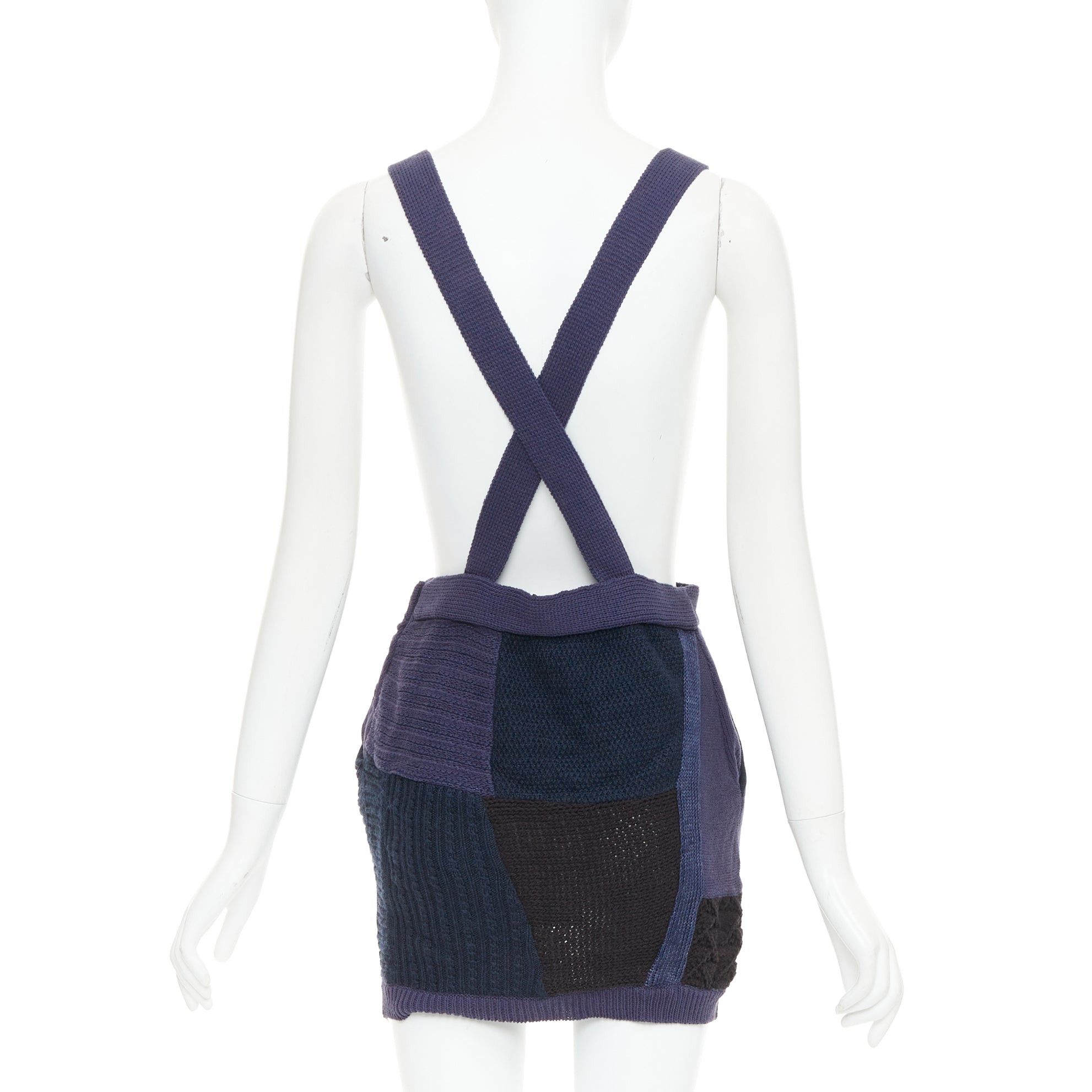 3.1 Phillip Lim 3.1 PHILLIP LIM Patchwork Jumper Dress black ink blue knitted cotton wool linen mini XS Size 27" / US 4 / IT 40 - 5 Thumbnail