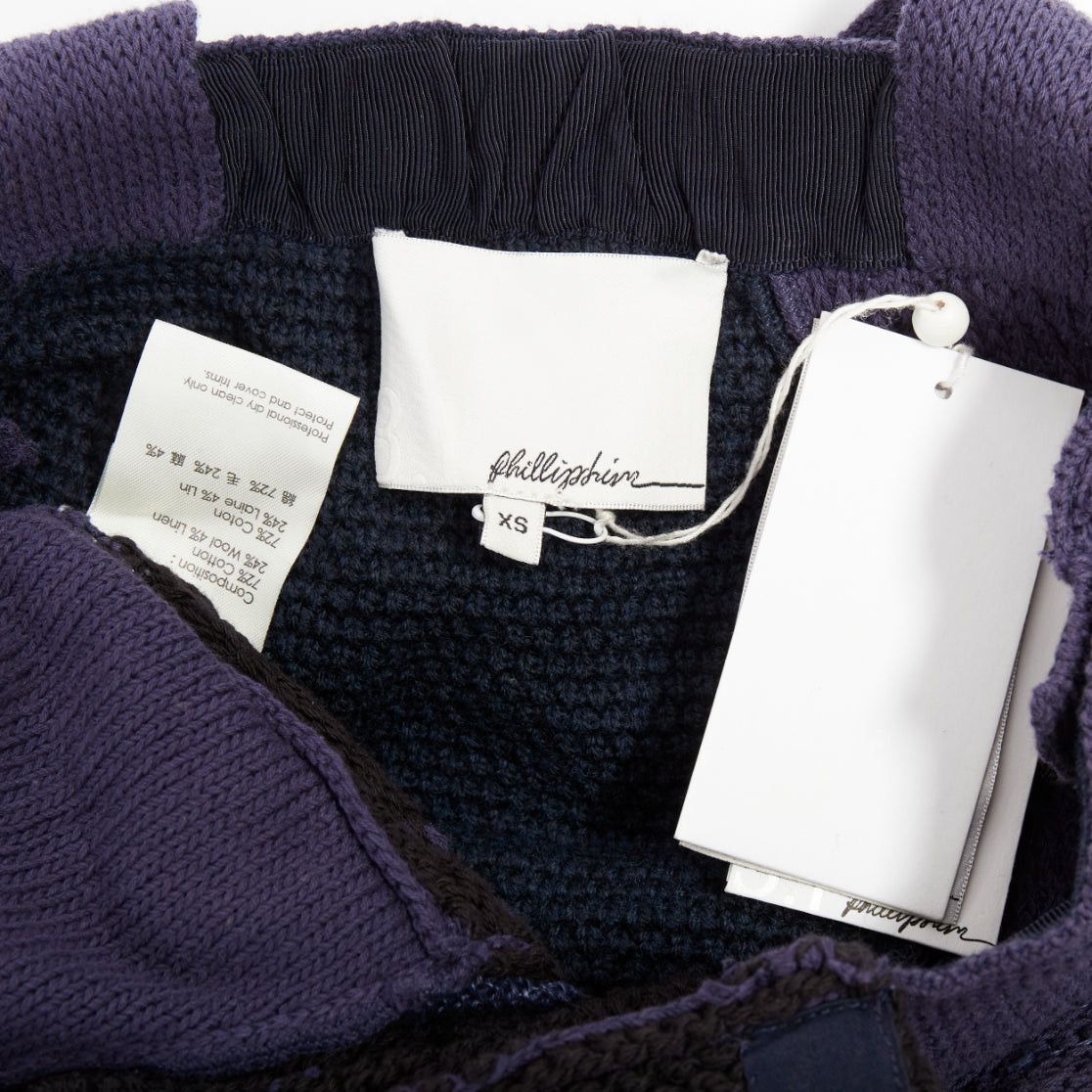 3.1 Phillip Lim 3.1 PHILLIP LIM Patchwork Jumper Dress black ink blue knitted cotton wool linen mini XS Size 27" / US 4 / IT 40 - 8 Thumbnail