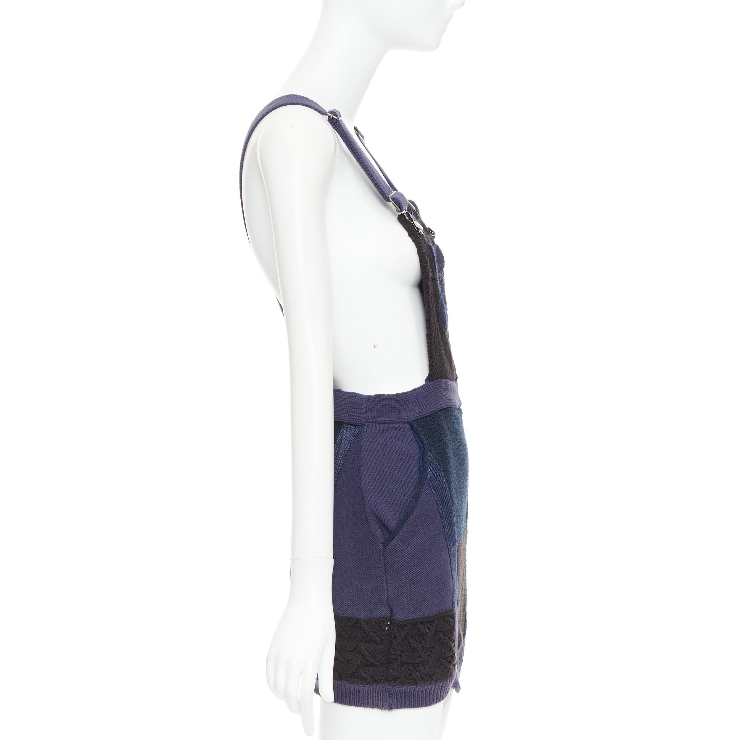 3.1 Phillip Lim 3.1 PHILLIP LIM Patchwork Jumper Dress black ink blue knitted cotton wool linen mini XS Size 27" / US 4 / IT 40 - 4 Thumbnail