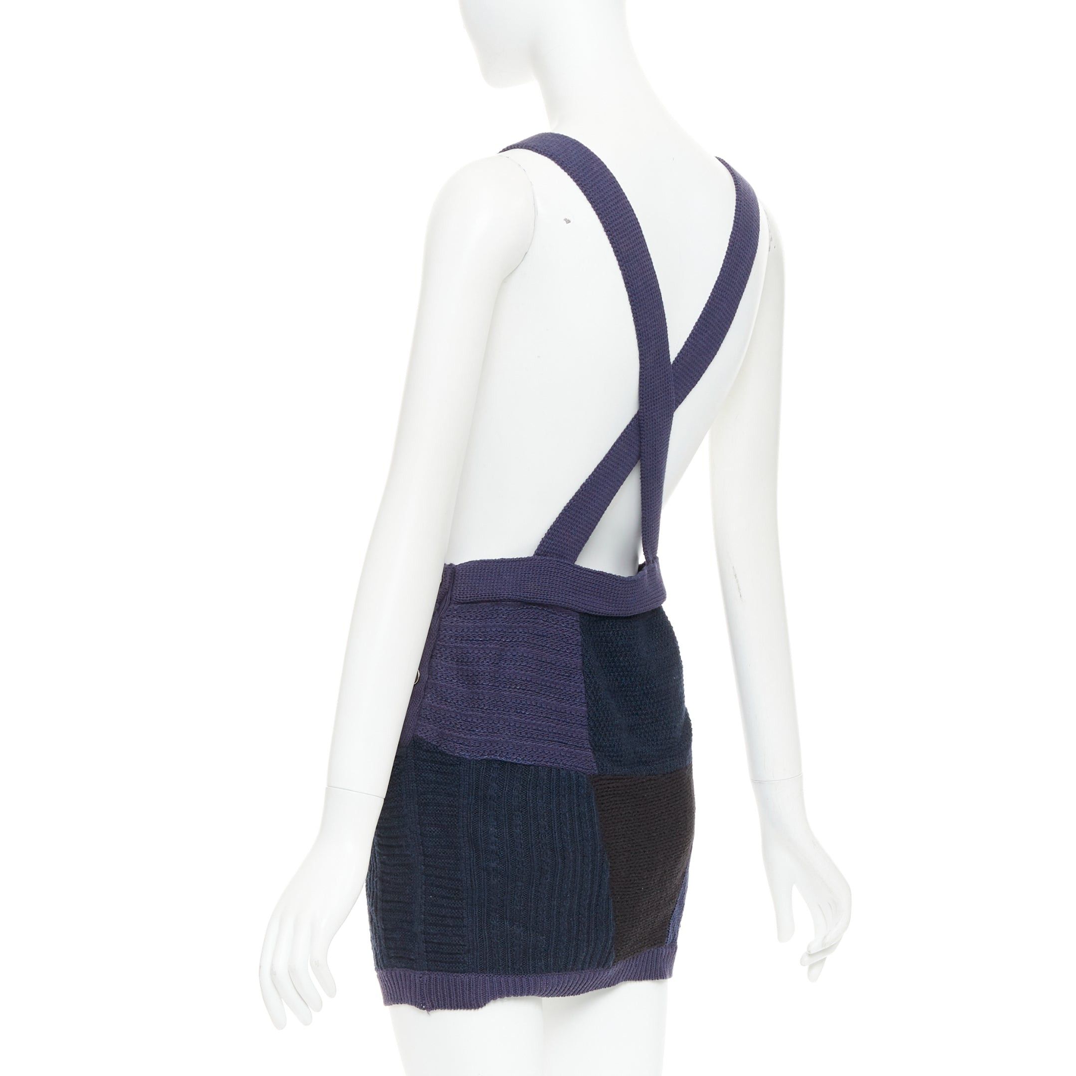 3.1 Phillip Lim 3.1 PHILLIP LIM Patchwork Jumper Dress black ink blue knitted cotton wool linen mini XS Size 27" / US 4 / IT 40 - 6 Thumbnail