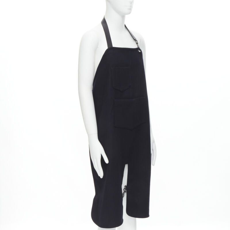 Balenciaga BALENCIAGA Runway black wool leather strap buckle apron dungaree Size M / US 6-8 / IT 42-44 - 3 Thumbnail