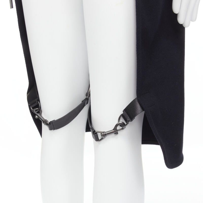 Balenciaga BALENCIAGA Runway black wool leather strap buckle apron dungaree Size M / US 6-8 / IT 42-44 - 2 Thumbnail