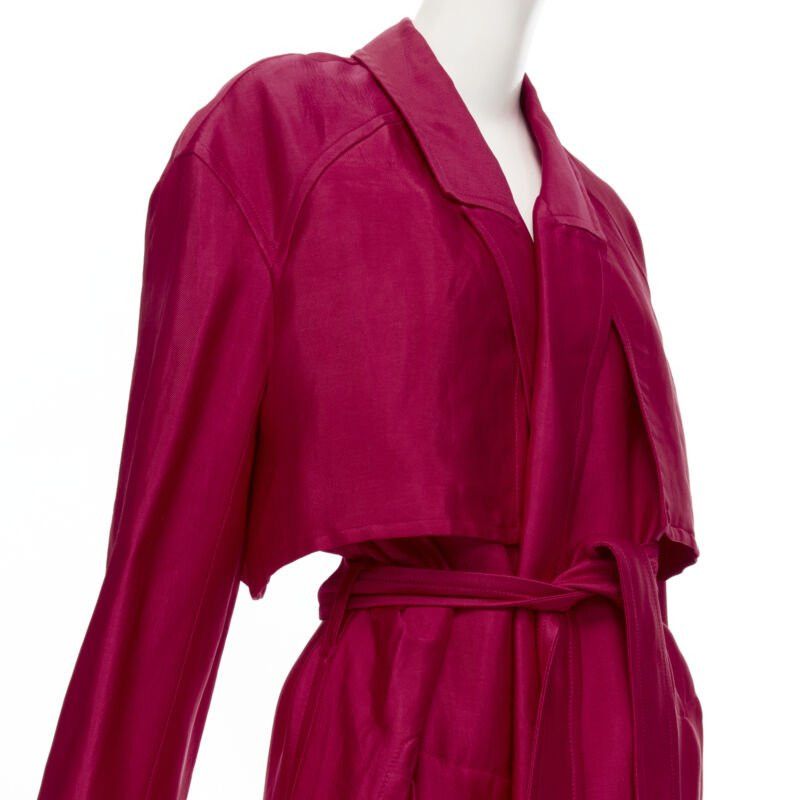 Haider Ackermann HAIDER ACKERMANN Fuschia pink linen rayon flap layered robe coat FR34 XS Size XS / US 0-2 / IT 36-38 - 2 Thumbnail