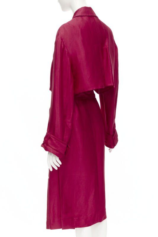 Haider Ackermann HAIDER ACKERMANN Fuschia pink linen rayon flap layered robe coat FR34 XS Size XS / US 0-2 / IT 36-38 - 6 Thumbnail