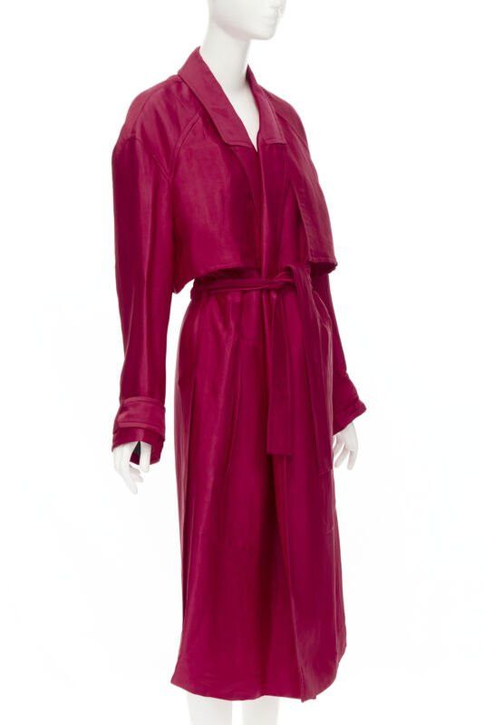 Haider Ackermann HAIDER ACKERMANN Fuschia pink linen rayon flap layered robe coat FR34 XS Size XS / US 0-2 / IT 36-38 - 3 Thumbnail
