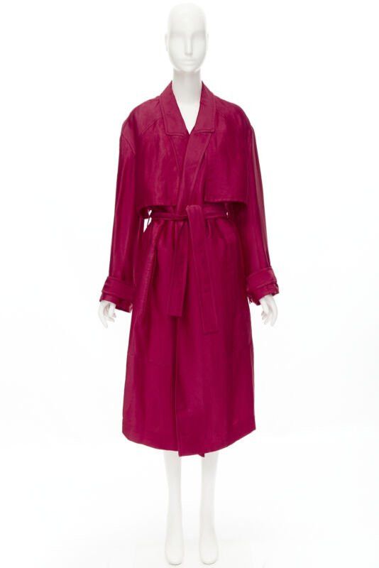 Haider Ackermann HAIDER ACKERMANN Fuschia pink linen rayon flap layered robe coat FR34 XS Size XS / US 0-2 / IT 36-38 - 11 Thumbnail