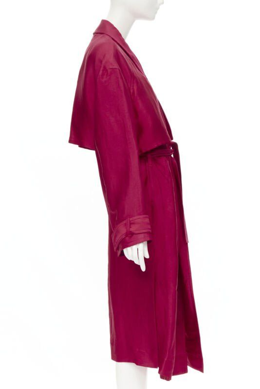 Haider Ackermann HAIDER ACKERMANN Fuschia pink linen rayon flap layered robe coat FR34 XS Size XS / US 0-2 / IT 36-38 - 4 Thumbnail