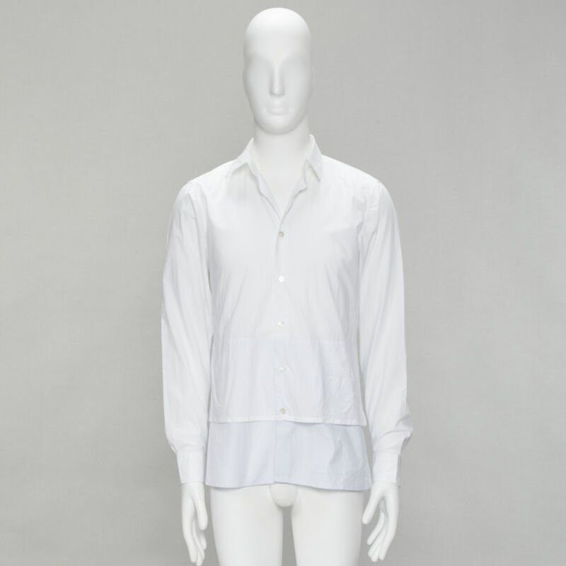 Raf Simons RAF SIMONS white extended layered hem deconstructed shirt EU44 S Size US M / EU 48-50 / 2 - 11 Thumbnail