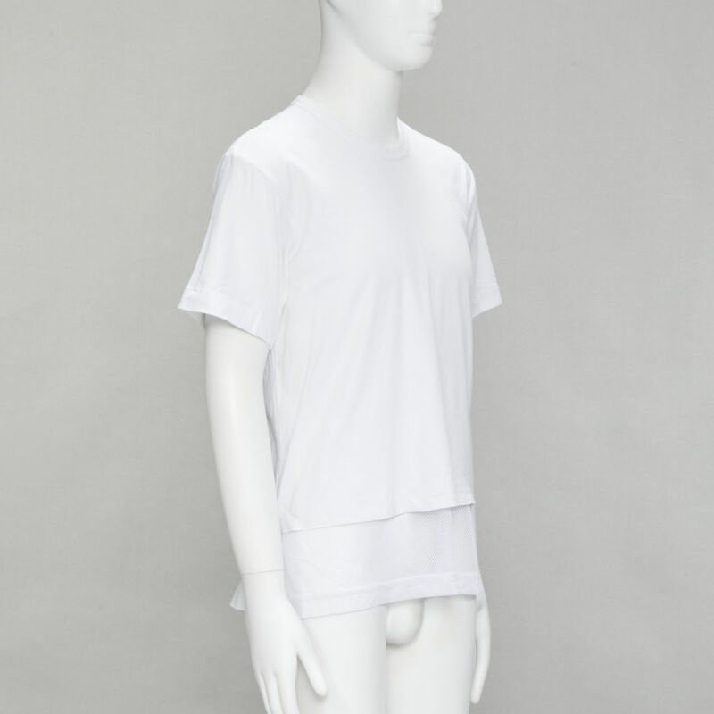 Comme des Garcons COMME DES GARCONS HOMME PLUS 2015 white deconstructed fishnet hem tshirt M Size US M / EU 48-50 / 2 - 4 Thumbnail