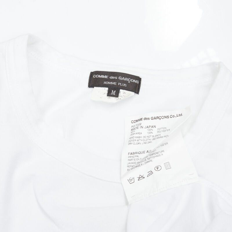 Comme des Garcons COMME DES GARCONS HOMME PLUS 2015 white deconstructed fishnet hem tshirt M Size US M / EU 48-50 / 2 - 10 Thumbnail
