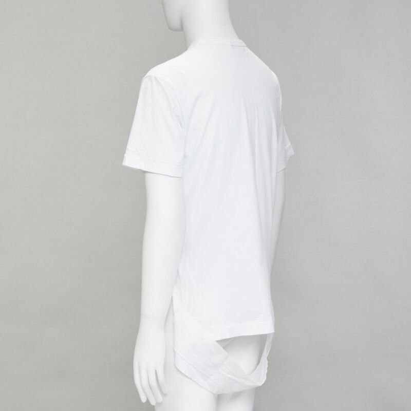 Comme des Garcons COMME DES GARCONS HOMME PLUS 2015 white deconstructed fishnet hem tshirt M Size US M / EU 48-50 / 2 - 6 Thumbnail