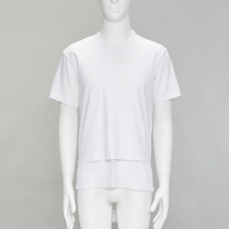 Comme des Garcons COMME DES GARCONS HOMME PLUS 2015 white deconstructed fishnet hem tshirt M Size US M / EU 48-50 / 2 - 3 Thumbnail