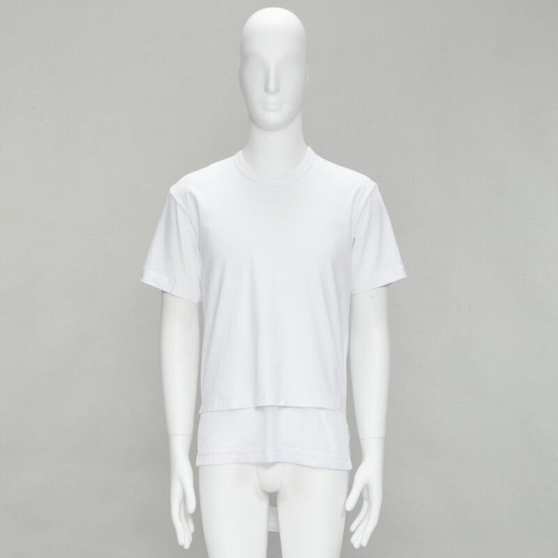 Comme des Garcons COMME DES GARCONS HOMME PLUS 2015 white deconstructed fishnet hem tshirt M Size US M / EU 48-50 / 2 - 11 Thumbnail