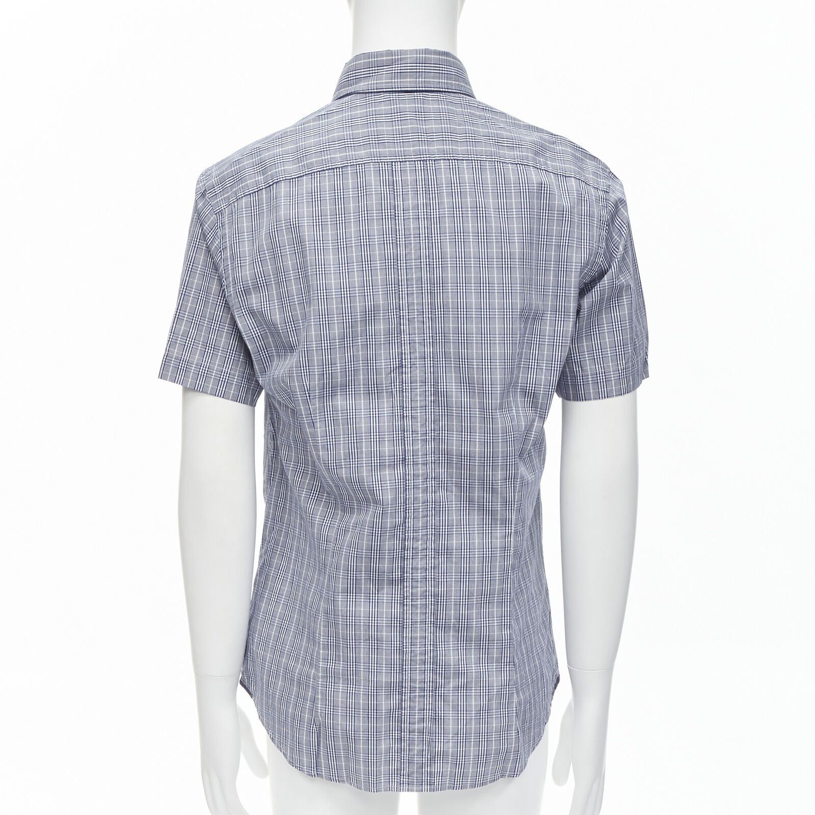 Ermenegildo Zegna new ERMENEGILDO ZEGNA SPORT cotton silk grey blue white check slim fit shirt M Size US M / EU 48-50 / 2 - 5 Thumbnail