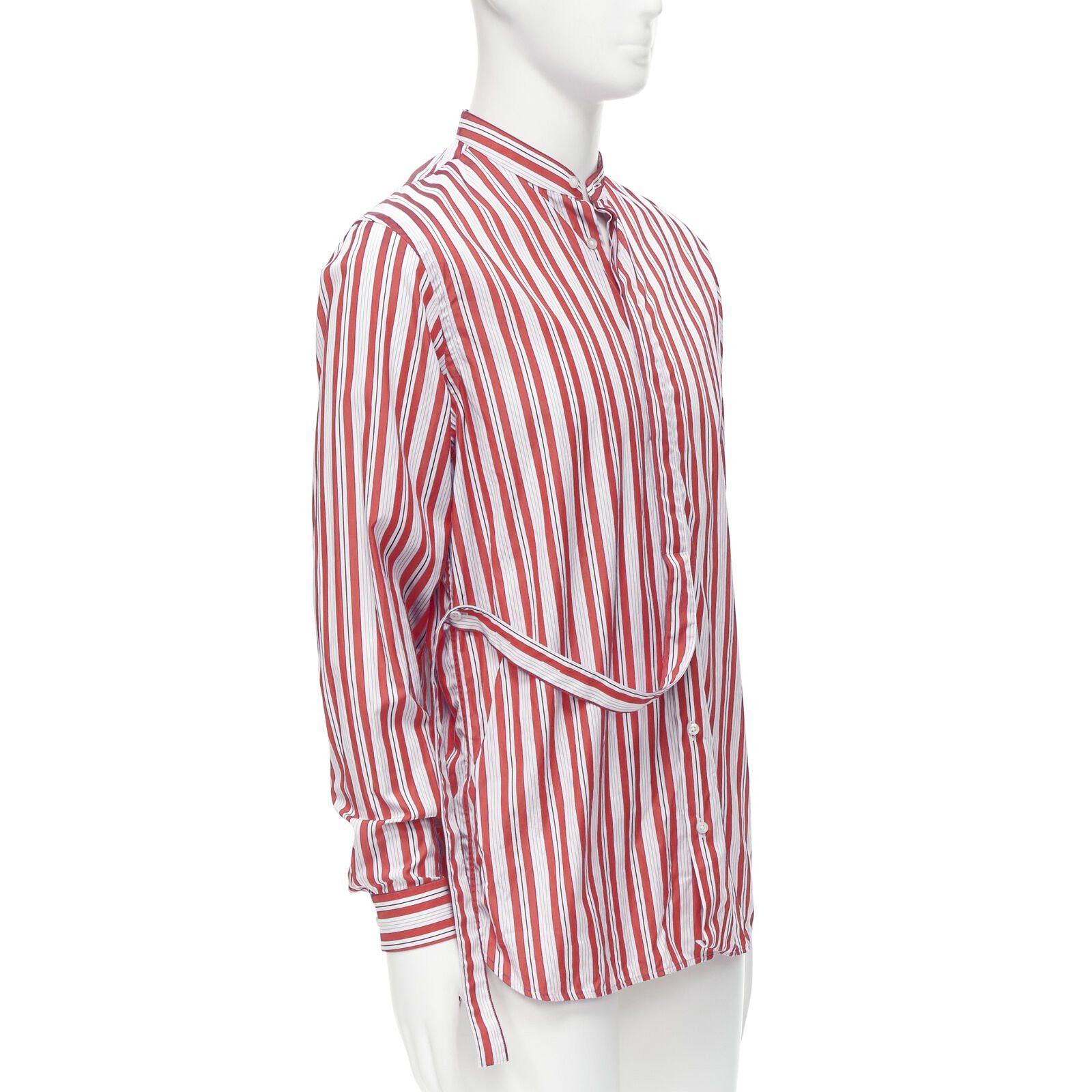Jil Sander JIL SANDER 100% cotton red vertical stripes deconstructed placket shirt EU38 S Size US S / EU 44-46 / 1 - 3 Thumbnail