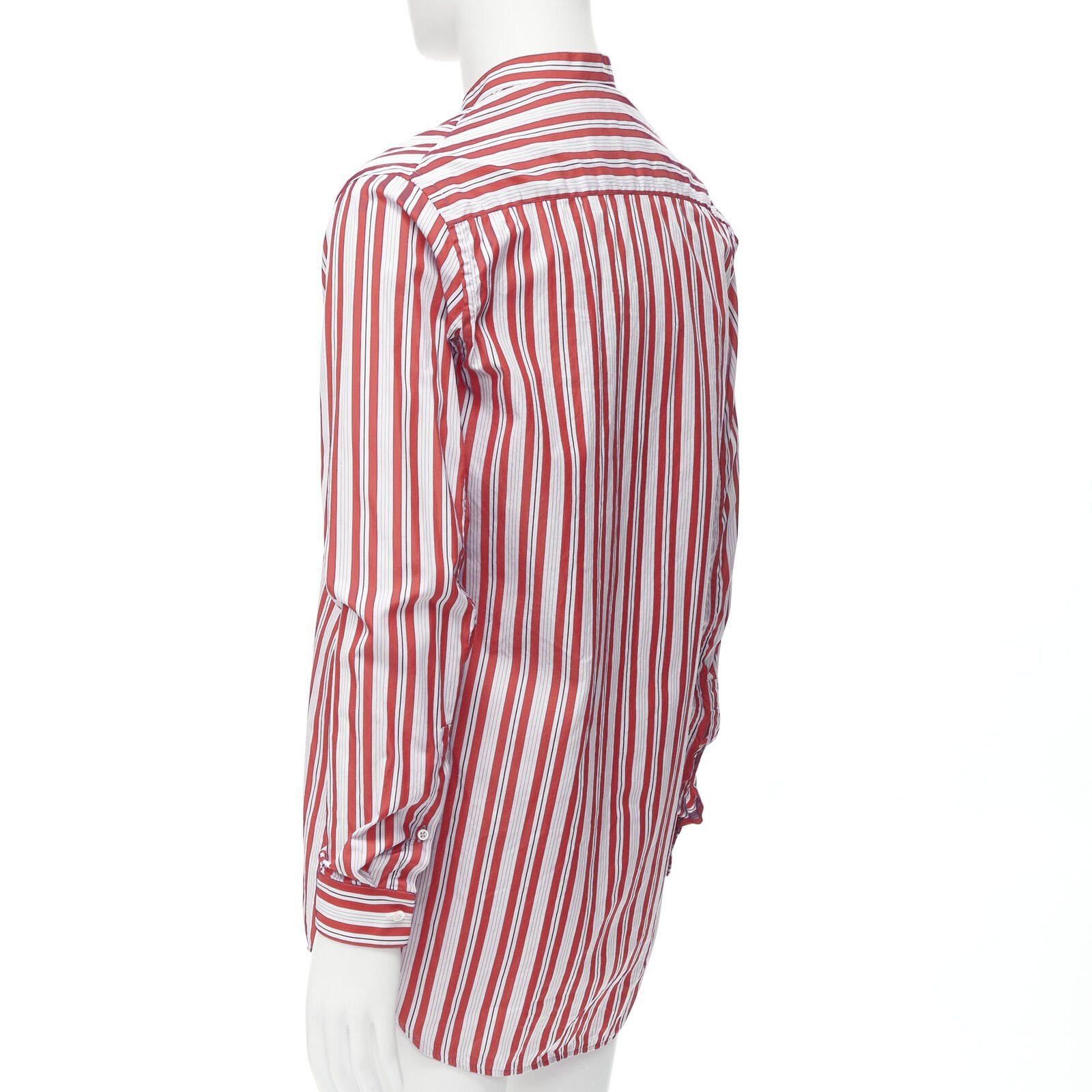Jil Sander JIL SANDER 100% cotton red vertical stripes deconstructed placket shirt EU38 S Size US S / EU 44-46 / 1 - 6 Thumbnail