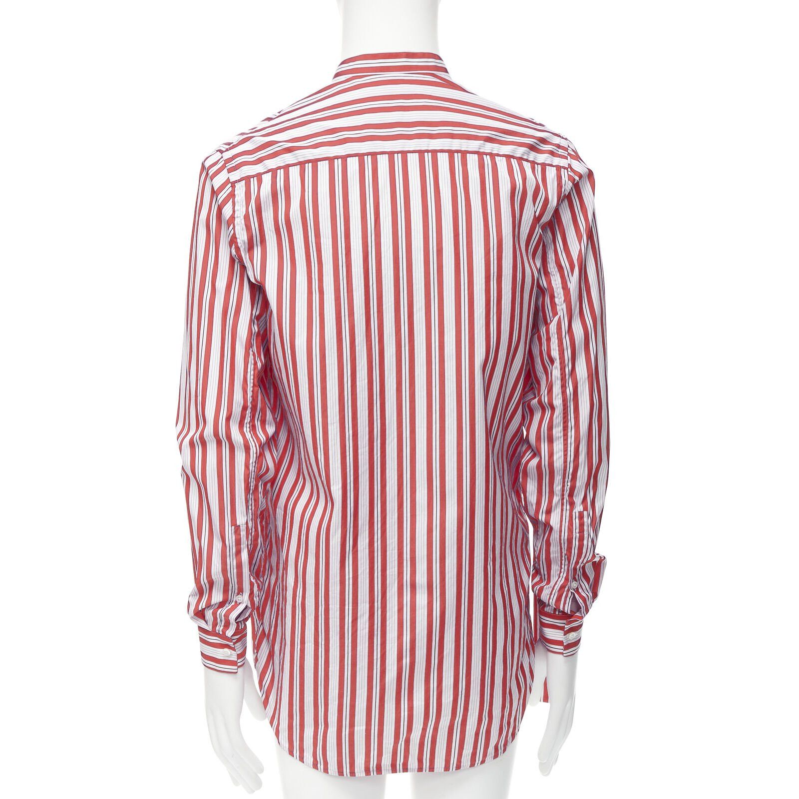 Jil Sander JIL SANDER 100% cotton red vertical stripes deconstructed placket shirt EU38 S Size US S / EU 44-46 / 1 - 5 Thumbnail