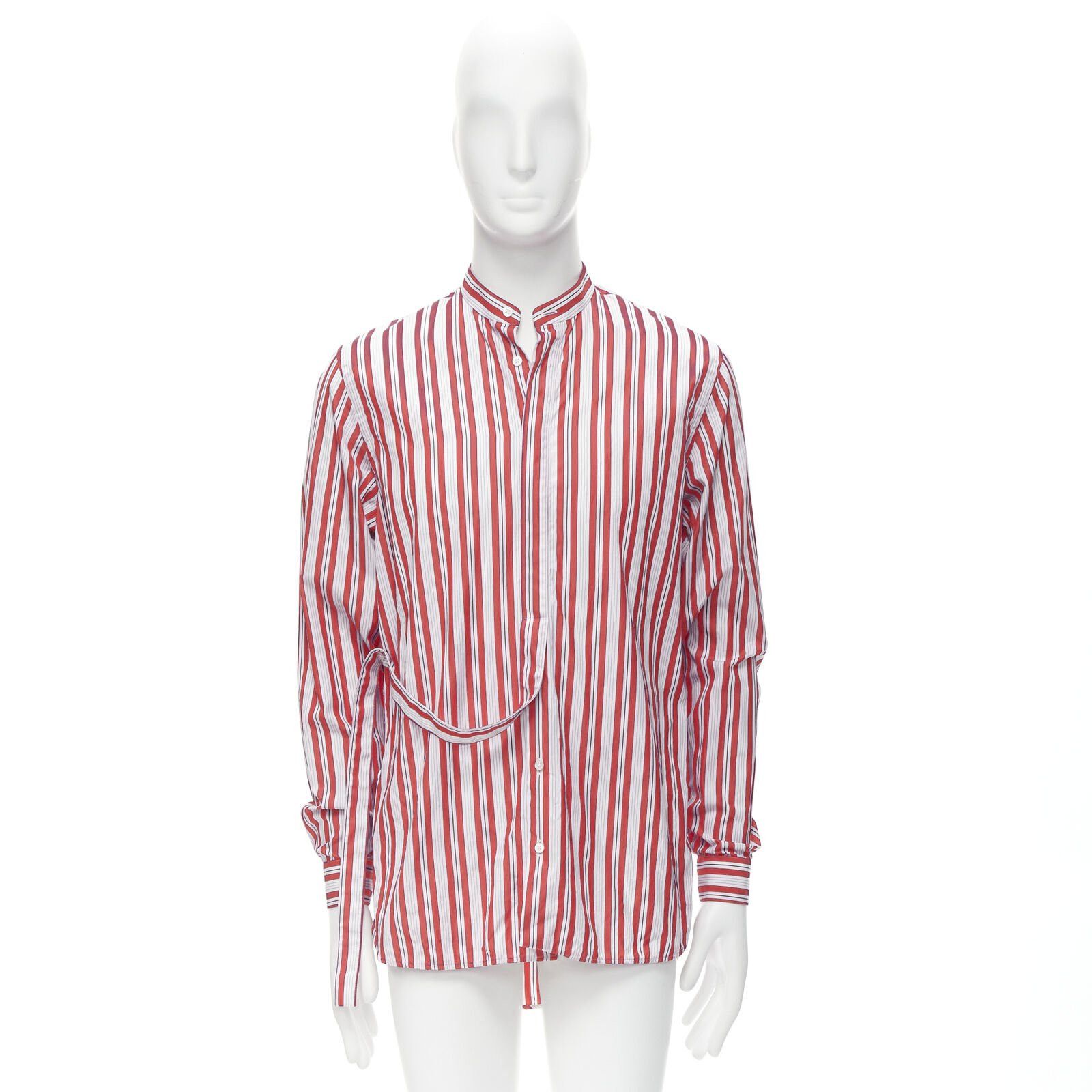Jil Sander JIL SANDER 100% cotton red vertical stripes deconstructed placket shirt EU38 S Size US S / EU 44-46 / 1 - 10 Thumbnail