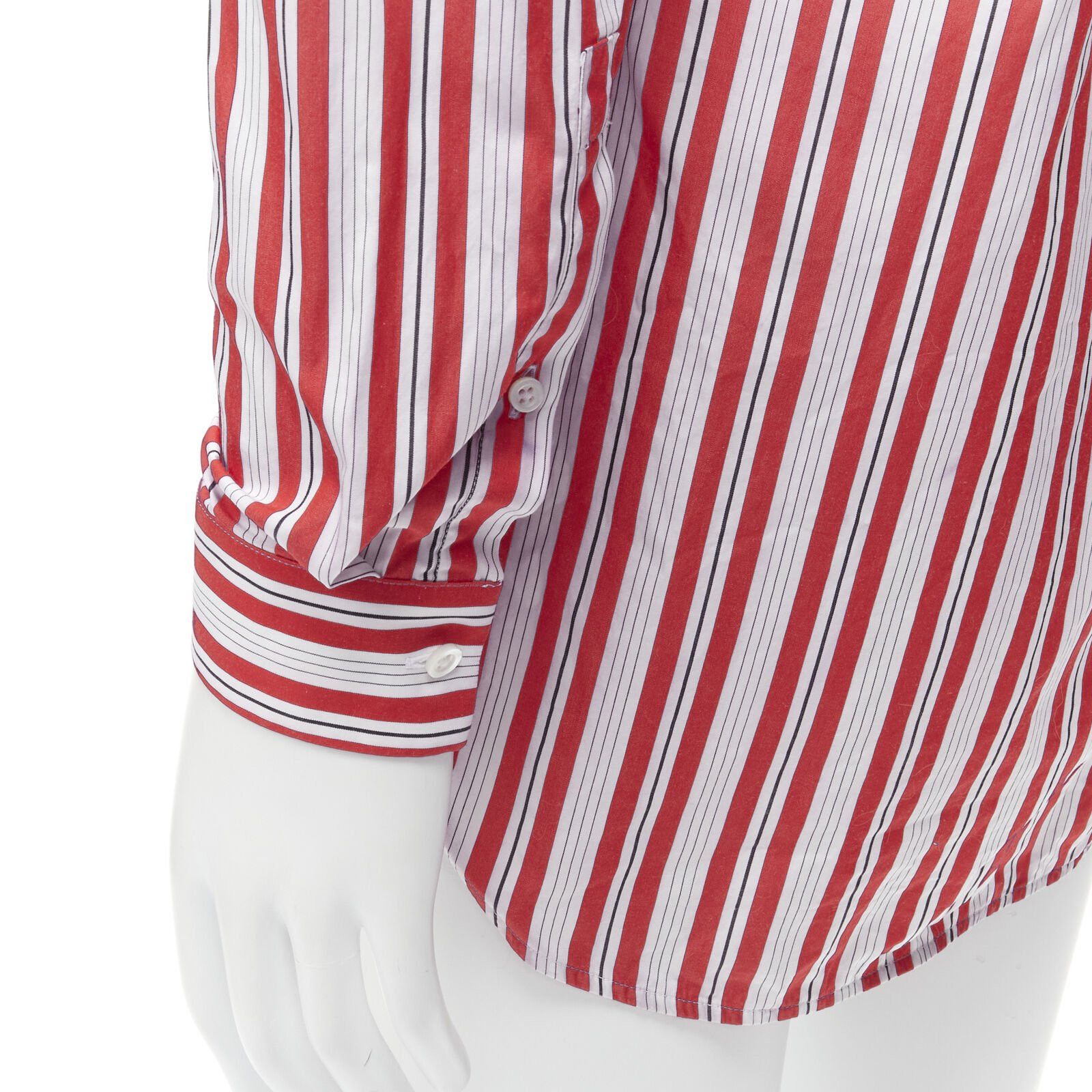 Jil Sander JIL SANDER 100% cotton red vertical stripes deconstructed placket shirt EU38 S Size US S / EU 44-46 / 1 - 8 Thumbnail
