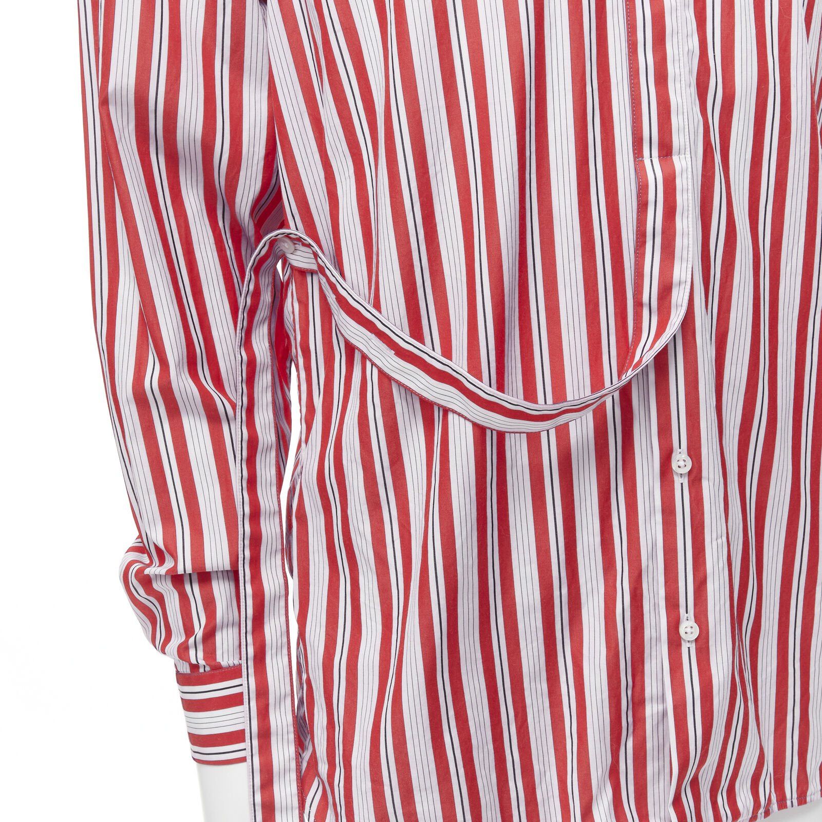 Jil Sander JIL SANDER 100% cotton red vertical stripes deconstructed placket shirt EU38 S Size US S / EU 44-46 / 1 - 2 Thumbnail
