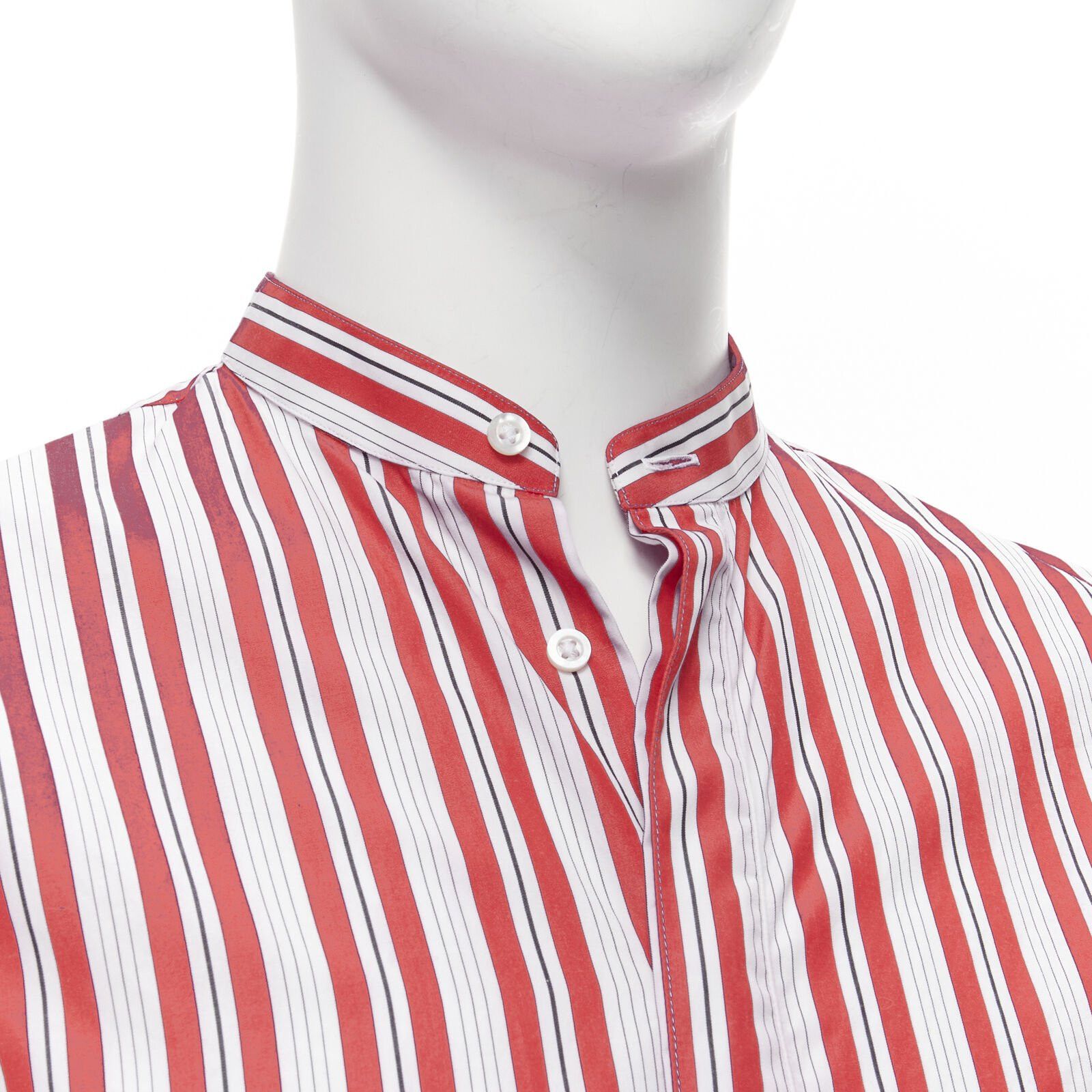 Jil Sander JIL SANDER 100% cotton red vertical stripes deconstructed placket shirt EU38 S Size US S / EU 44-46 / 1 - 7 Thumbnail