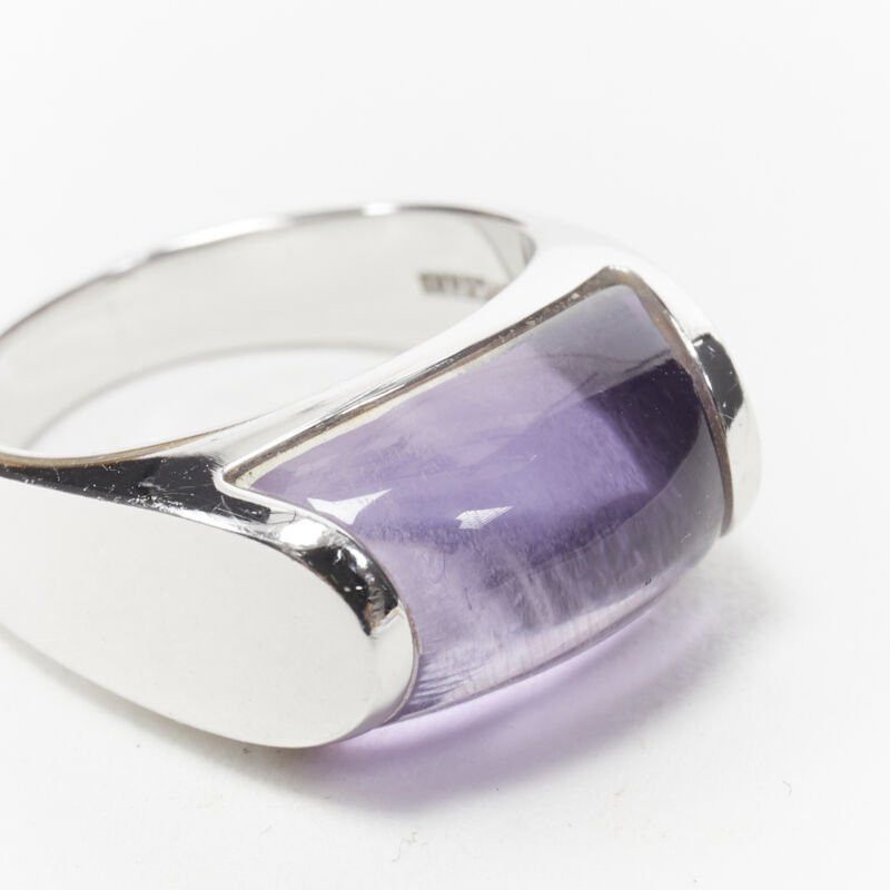 Bvlgari vintage BVLGARI JEWELLERY Amethyst stone silver curved ring Size ONE SIZE - 2 Thumbnail