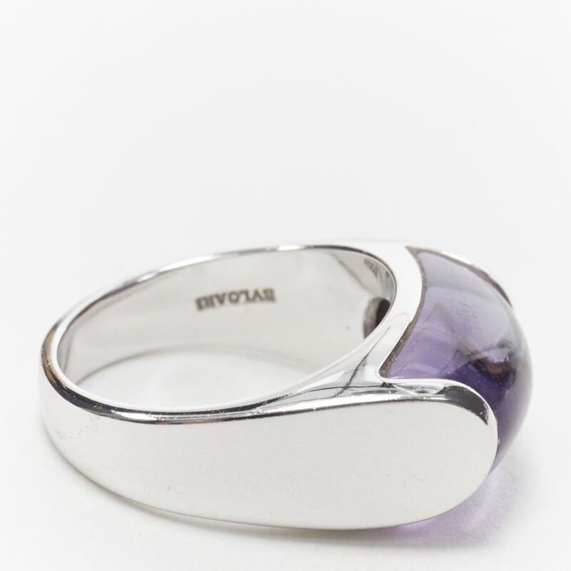 Bvlgari vintage BVLGARI JEWELLERY Amethyst stone silver curved ring Size ONE SIZE - 3 Thumbnail