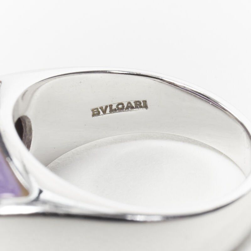 Bvlgari vintage BVLGARI JEWELLERY Amethyst stone silver curved ring Size ONE SIZE - 6 Thumbnail