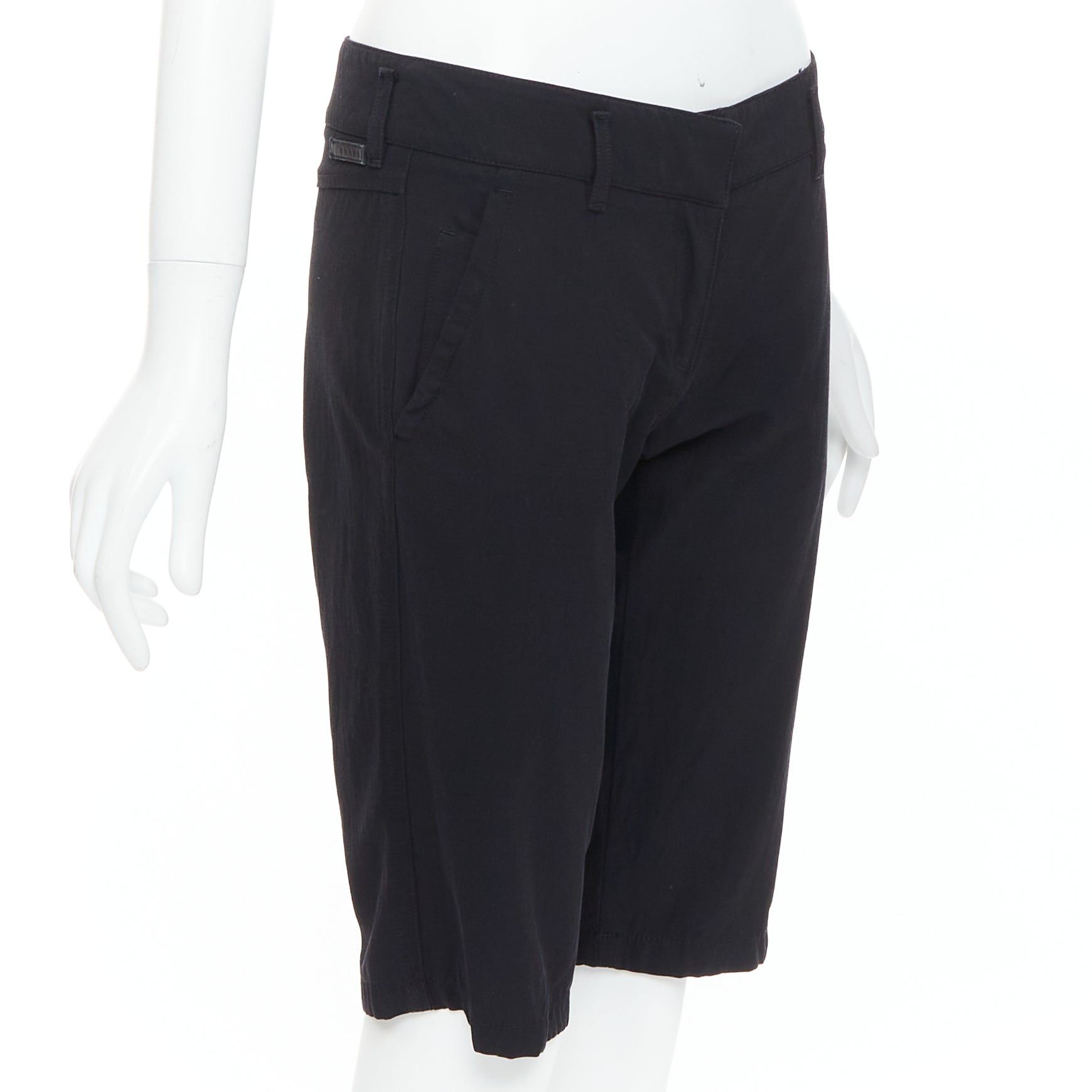Prada PRADA 2007 Vintage Linea Rossa black logo cropped shorts IT40 S Size 27" / US 4 / IT 40 - 3 Thumbnail