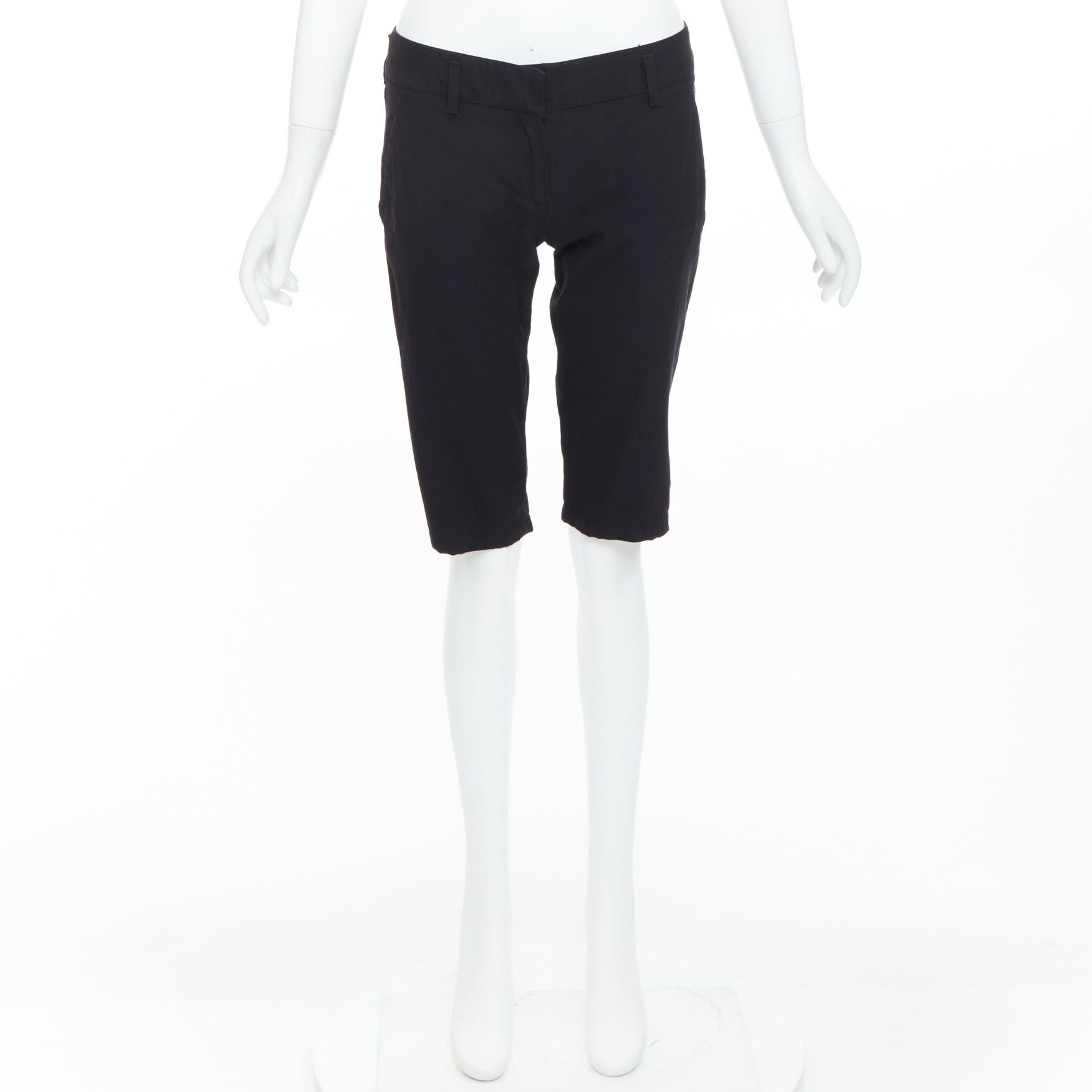 Prada PRADA 2007 Vintage Linea Rossa black logo cropped shorts IT40 S Size 27" / US 4 / IT 40 - 9 Thumbnail