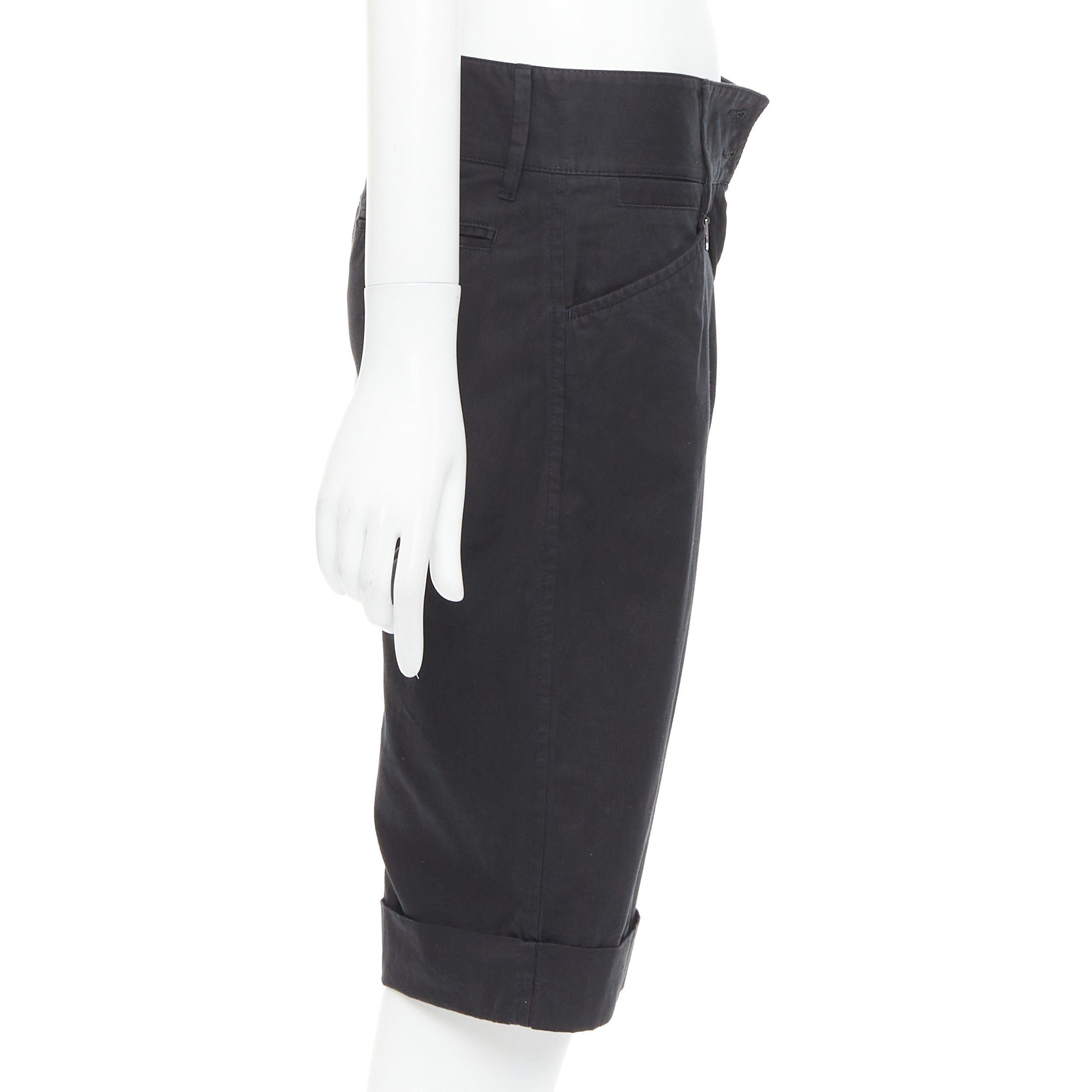 Dolce & Gabbana DOLCE GABBANA black cotton silk DG charm cuffed bermuda shorts IT38 XS Size 26" / US 2 / IT 38 - 4 Thumbnail