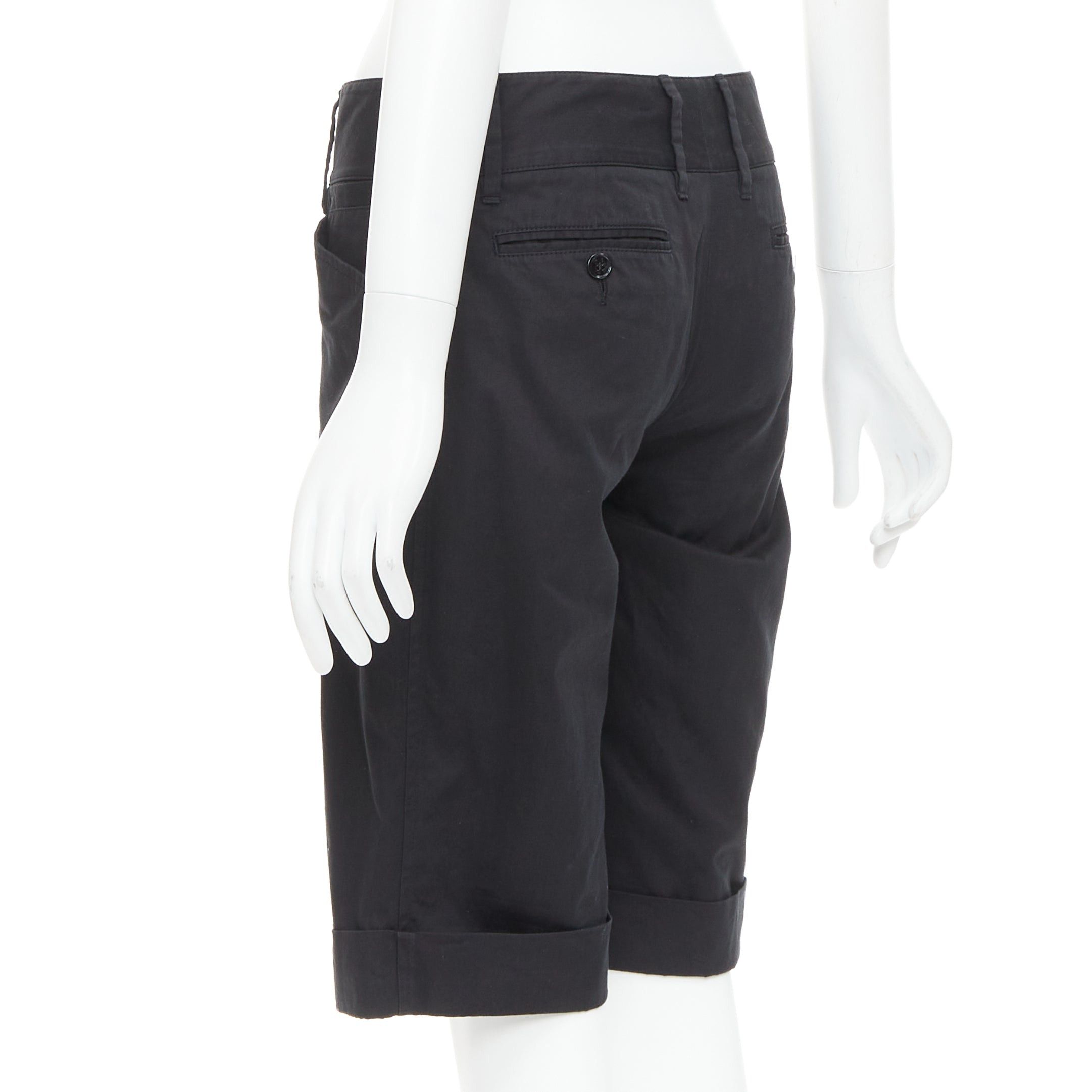 Dolce & Gabbana DOLCE GABBANA black cotton silk DG charm cuffed bermuda shorts IT38 XS Size 26" / US 2 / IT 38 - 6 Thumbnail